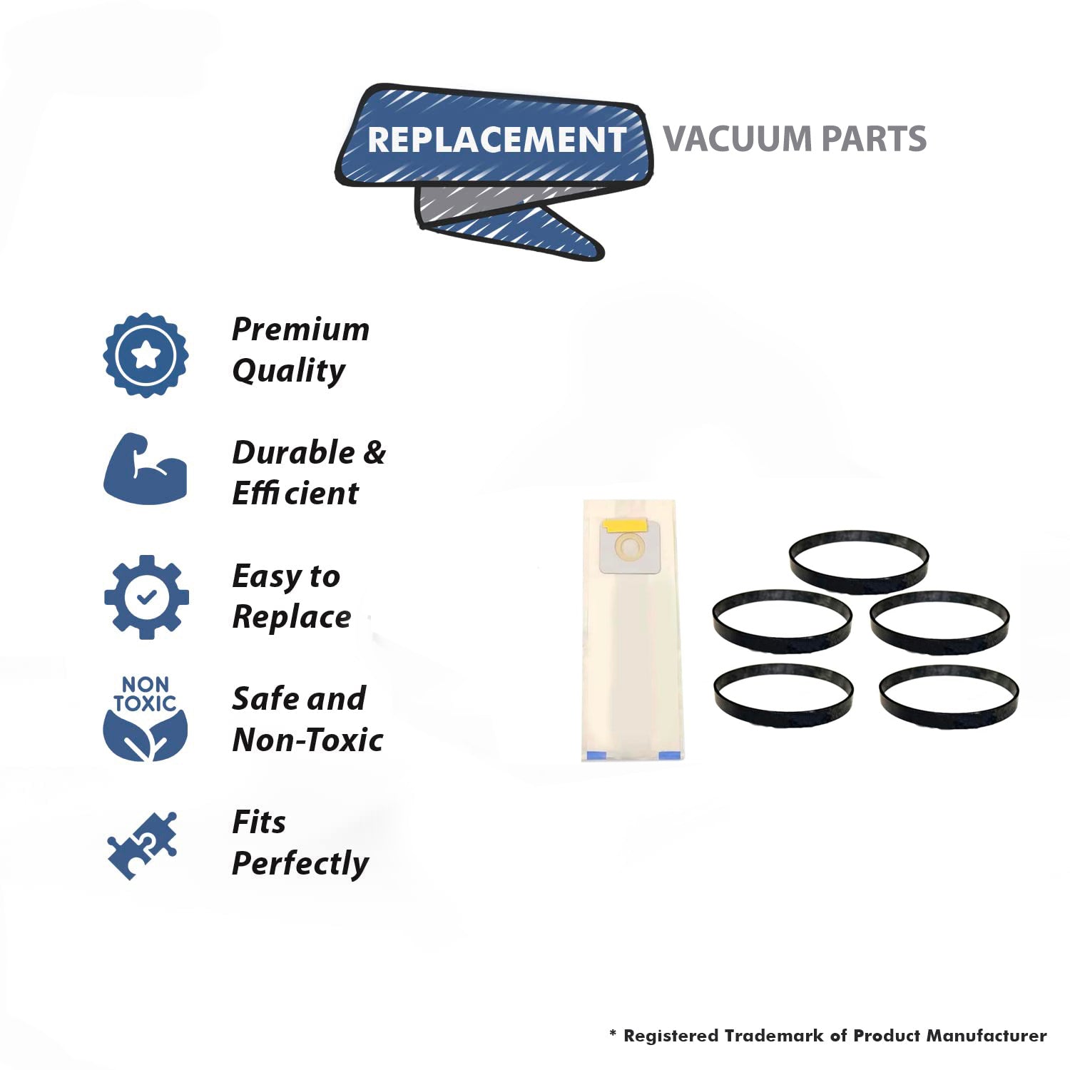 Topvacuumparts For Micro Filtration MC-UG371, MC-V110, MC-V120 Models Vacuum 9 Dust Bags With 5 Belts For Panasonic compare to parts 816-9, 17395