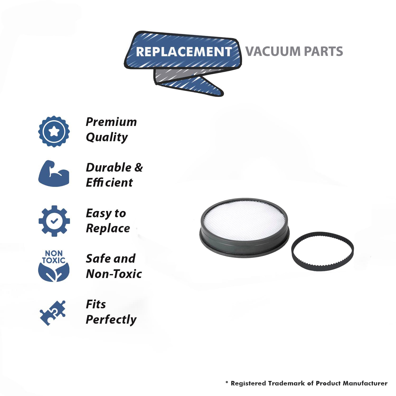 Topvacuumparts Replacement For Hoover 1 Primary Filter With 1 Belt compare to parts 303903001, 440012455