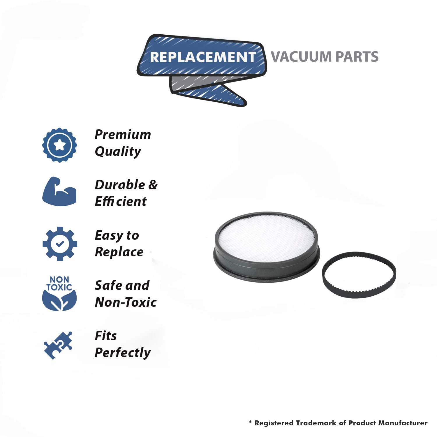 Topvacuumparts Replacement For Hoover UH72405 1 Primary Filter With 1 Belt compare to parts 303903001, 440012455