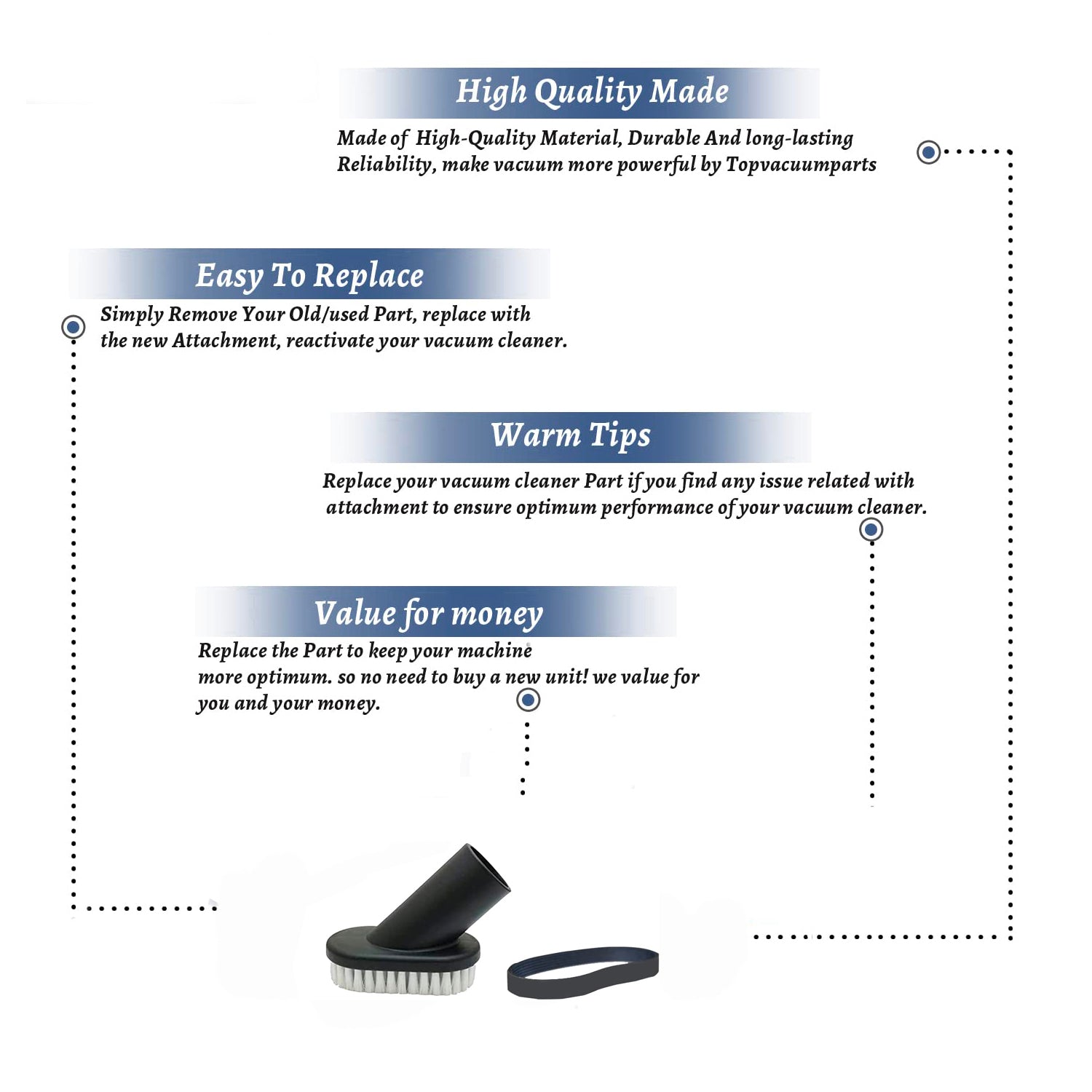 Topvacuumparts Replacement For Bissell 61C5W Vacuum Cleaner Upholstery Brush Tool  with 1 Belt part 2031527, 2031730