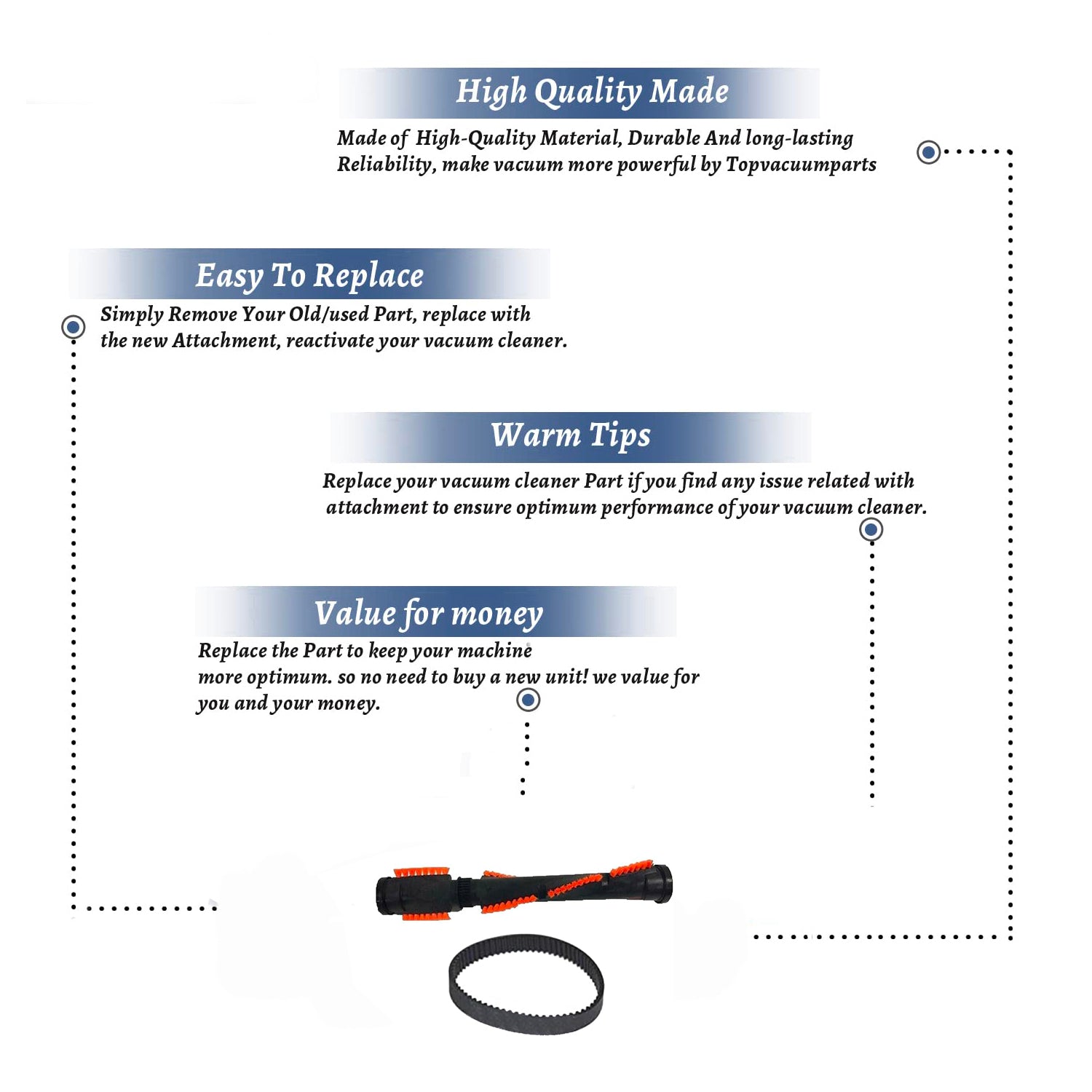 Topvacuumparts Replacement For 1 Brush Roll Belt for Bissell Powerglide Upright Compare to part 1604411, 1604406