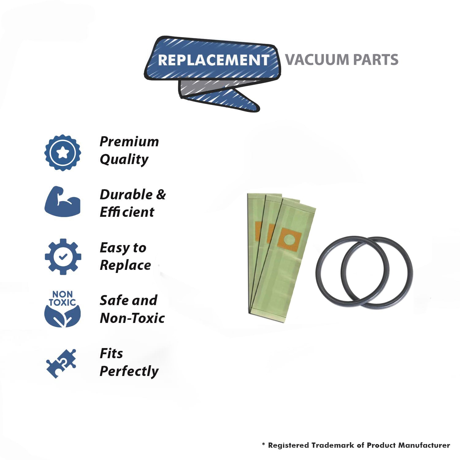 Topvacuumparts Replacement For Hoover C1431, CH50000, CH50020 Vacuum Cleaner 3 Bags with 2 Belts Compare to part 4010001A, AH20075
