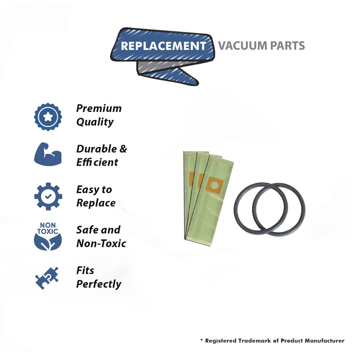 Topvacuumparts Replacement For Hoover C1431,CH50020 Vacuum Cleaner 3 Bags with 2 Belts Compare to part 4010001A, AH20075
