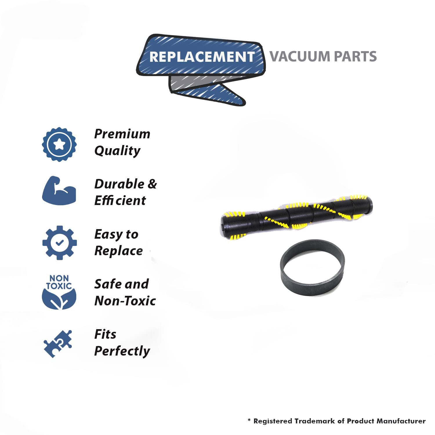 Topvacuumparts Replacement For Hoover Vacuum Cleaner 1 Brushroll with 1 Belt Compare to Part H601, 38528036