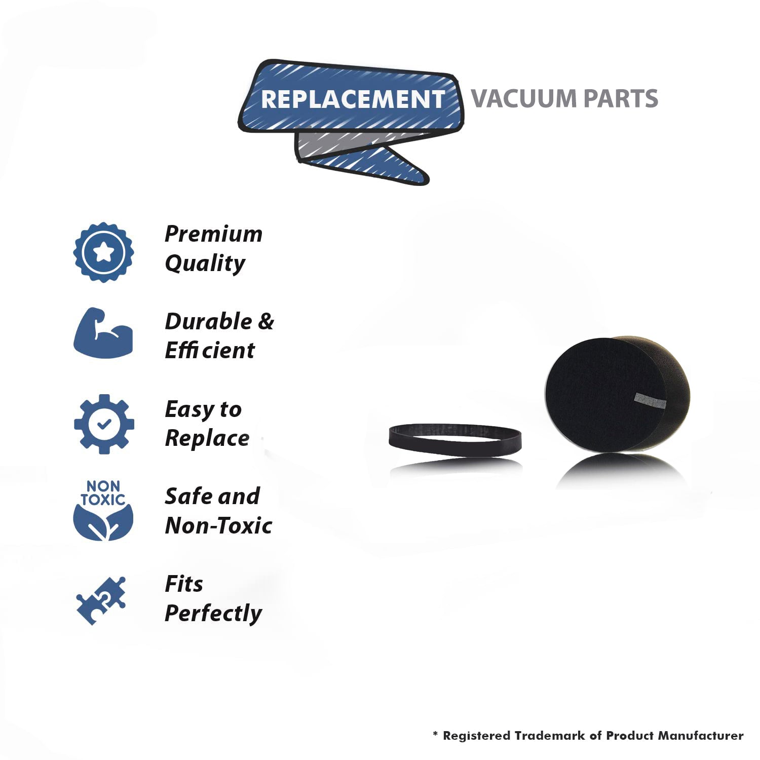 Topvacuumparts 2 Filters With 1 Belt For Bissell Cleanview Swivel Pet Crosswave 2488, 2256, 2254 Part 1601972, ECC-8225, 17364
