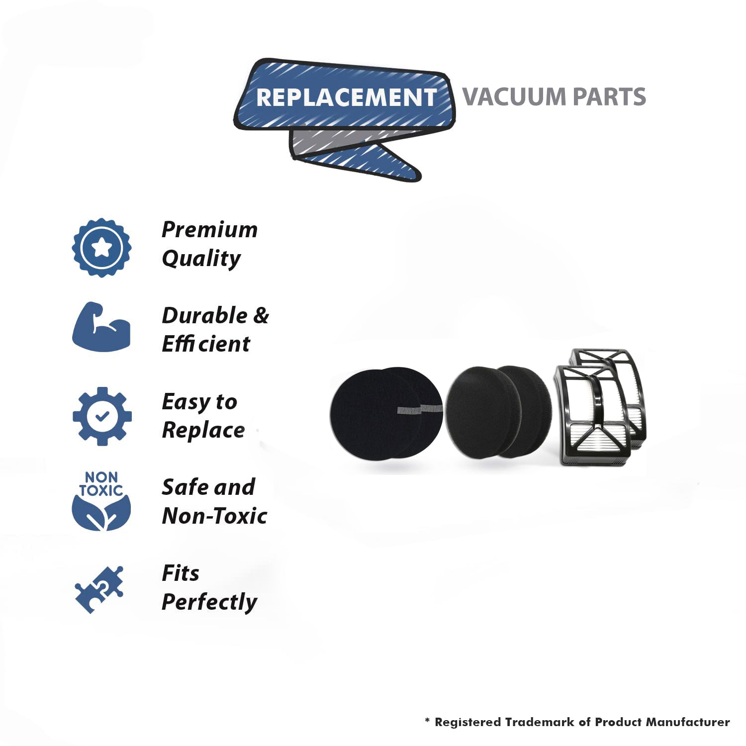 Topvacuumparts Replacement For 6 vacuum Filter Kit Bissell CleanView 2486, 2487, 2488, 2490, Compare to Part 1604130, ECC-8225, 1601972