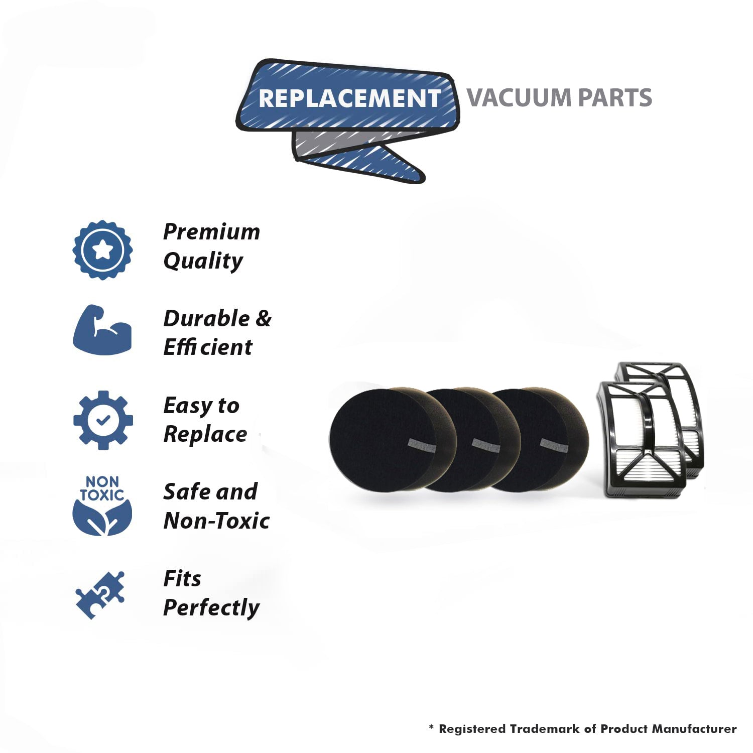 Topvacuumparts Replacement For Vacuum 6 Foam Filters & 2 Hepa Filters Bissell CleanView 2486, 2487, 2488 Compare to Part 1604130, ECC-8225, 1601972