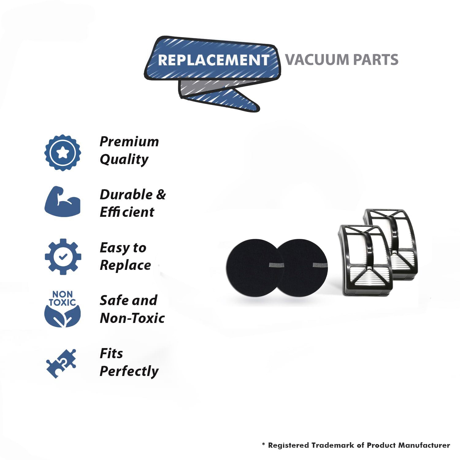 Topvacuumparts Replacement For Bissell  2 Foam Filters & 2 Hepa Filters CleanView 2488, 2487, 2489, Compare to Part 1604130, 1601972