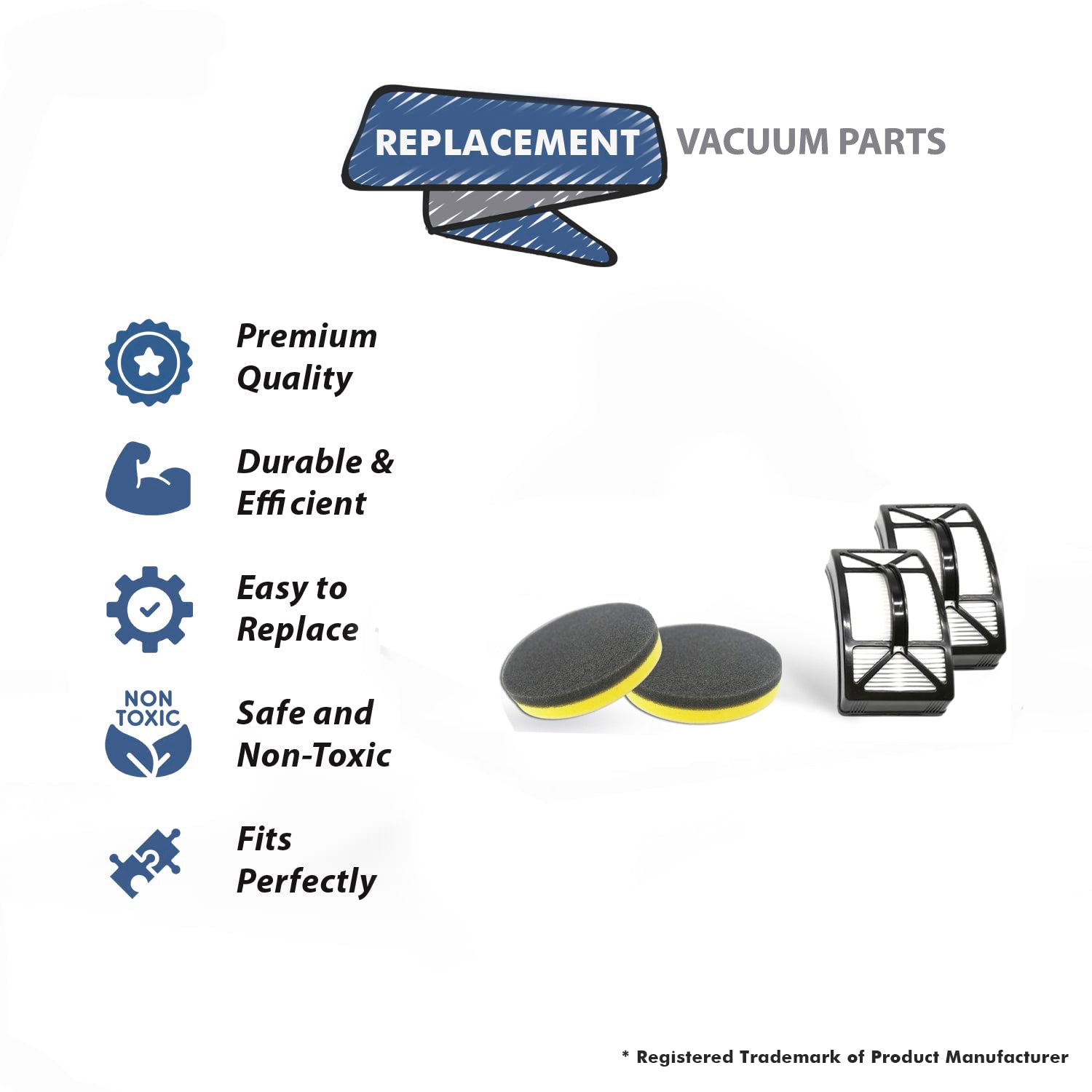 Topvacuumparts Replacement For Bissell  2 Foam Filters & 2 Hepa Filters CleanView Washable 2488, 2487, 2489, Compare to Part 1603437, 1604130