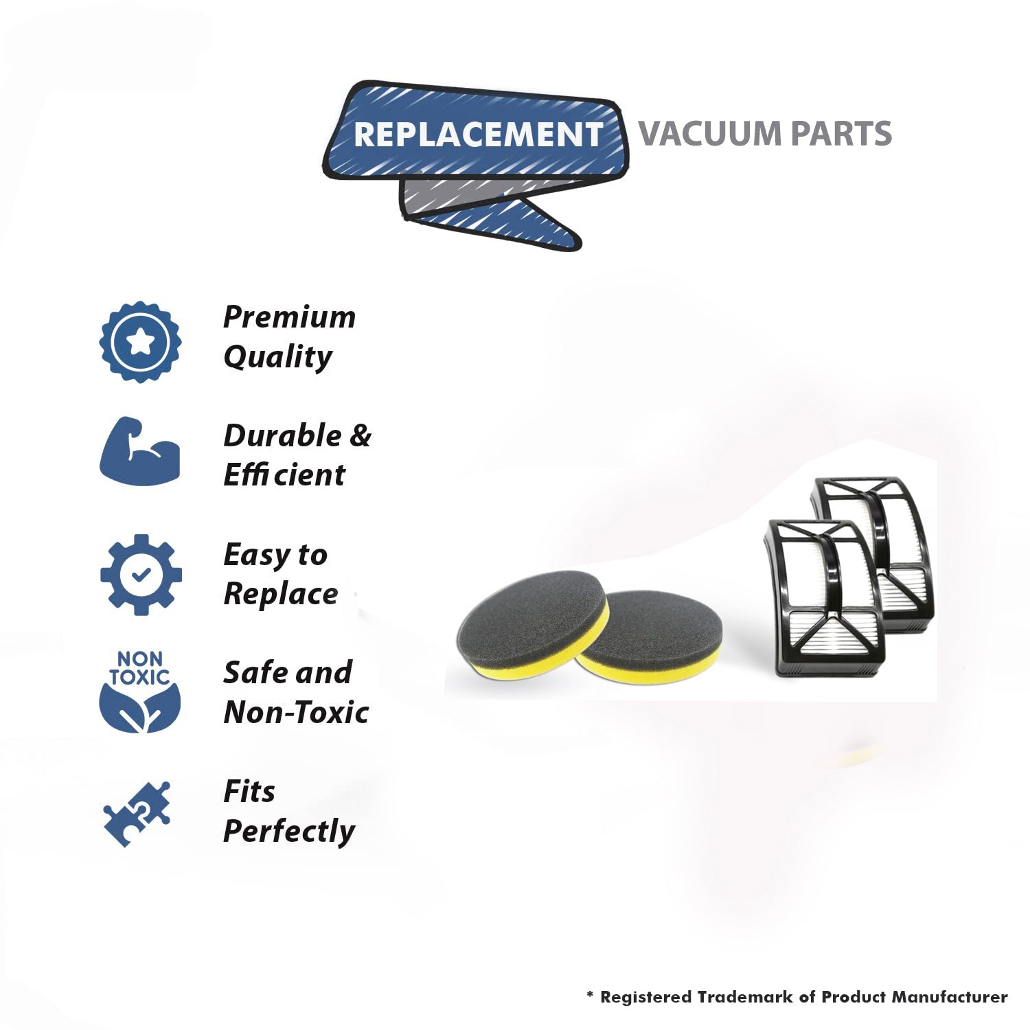 Topvacuumparts Replacement For Bissell 2 Foam Filters & 2 Hepa Filters Compatible With 1792 & 1792R, 1792P Compare to Part 1603437, 1604130