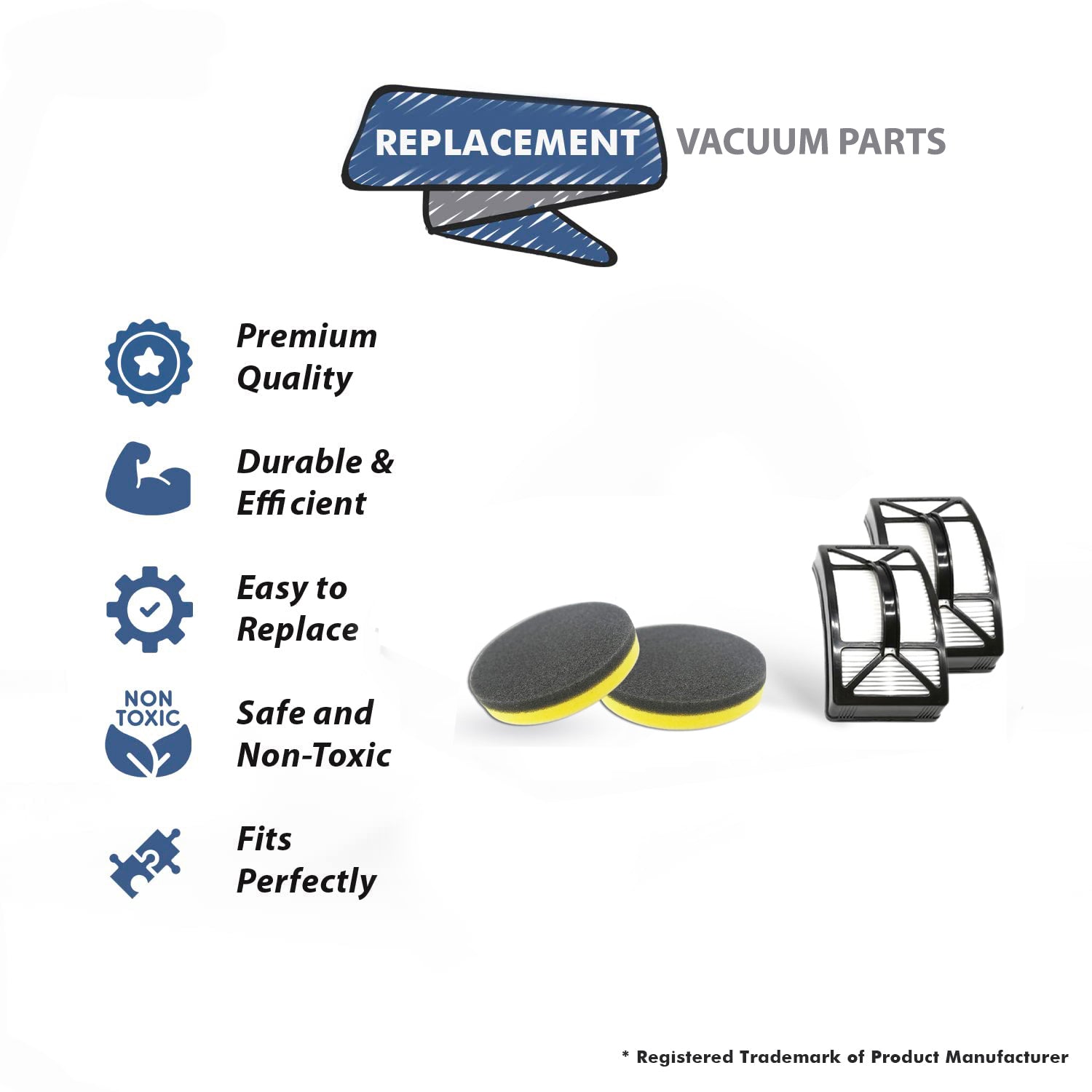 Topvacuumparts Replacement For Bissell  2 Foam Filters & 2 Hepa Filters Compatible 1792 & 1792R, 1792P Compare to Part 1603437, 1604130