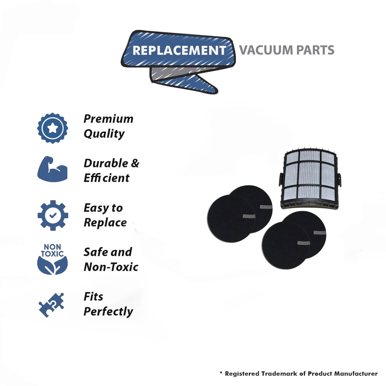 Topvacuumparts Replacement For Bissell 1 Post Filters, 4 Pre Motor Filters compare to parts 1601974, 1601972