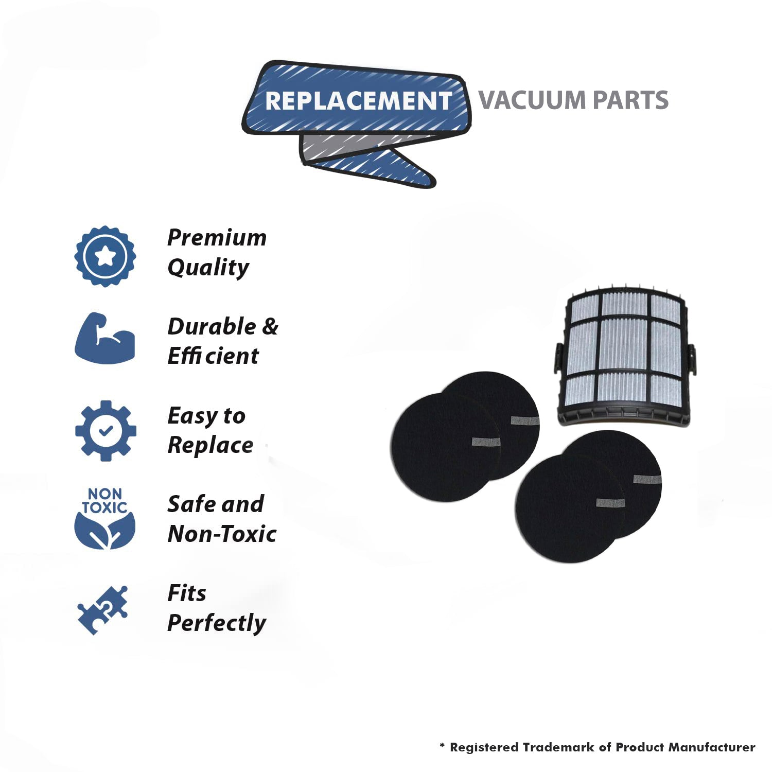 Topvacuumparts Replacement For Bissell 1 Post Filters, 4 Pre Motor Filters Powerglide Vacuum Cleaners Filter Kit, Compare To Part 1601974, 1601972
