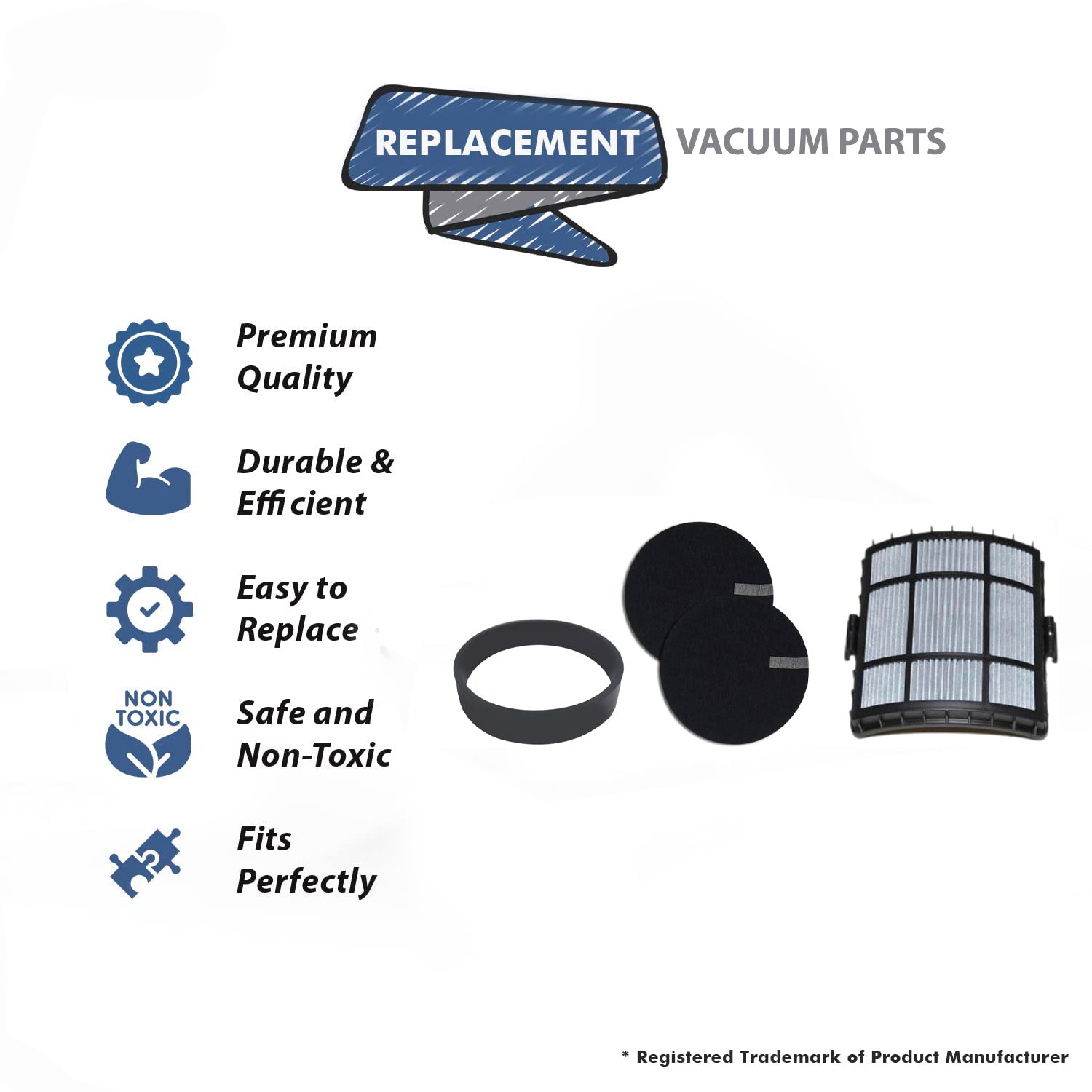 Topvacuumparts For Bissell 1 Post Filters, 2 Pre Motor Filters, 1 Belt Power Glide Lift Off Series compare to parts 1601974, 1601972, 1601961