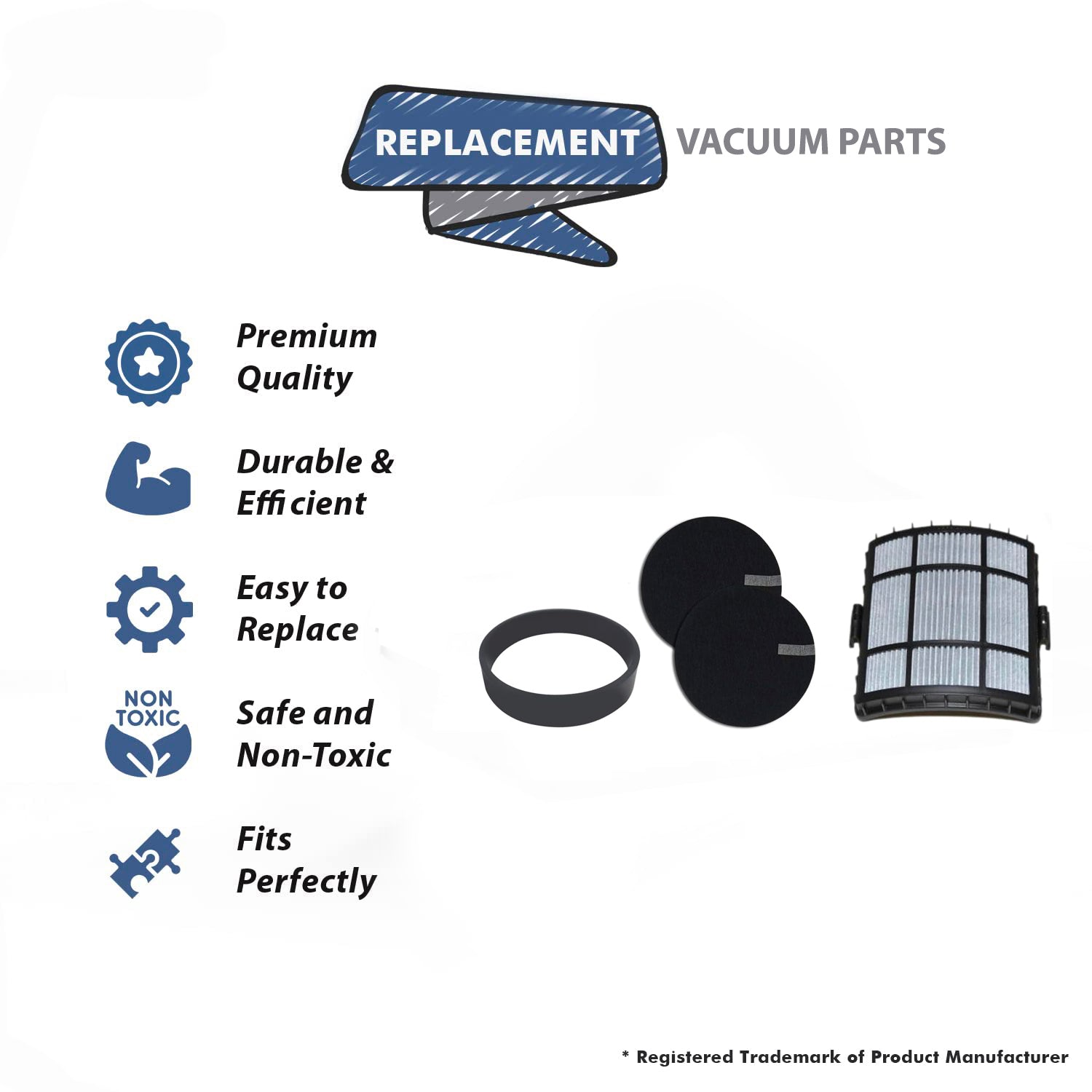 Topvacuumparts For Bissell 1 Post Filters, 2 Pre Motor Filters, 1 Belt Power Glide Lift Off Series parts 1601974, 1601972, 1601961
