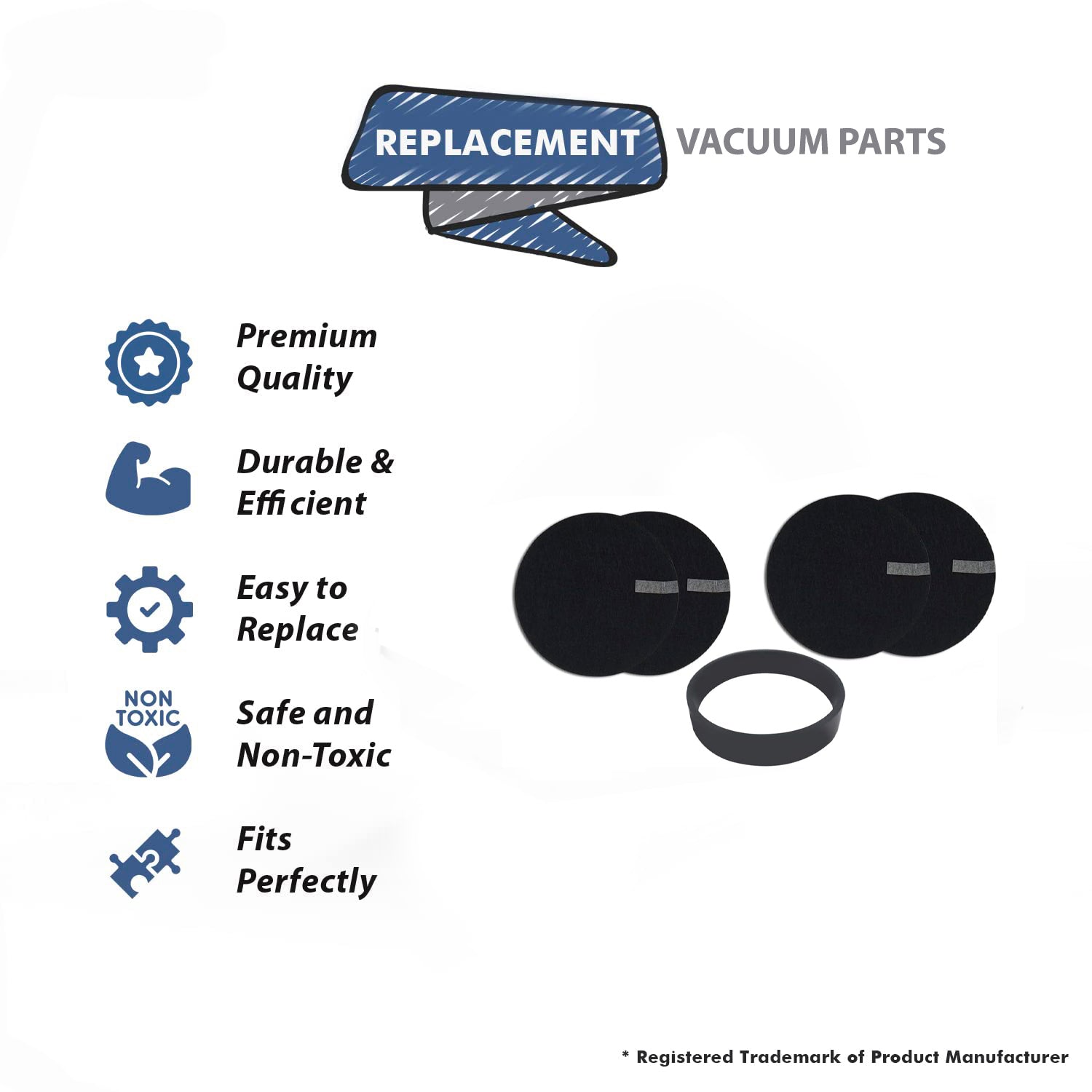 Topvacuumparts Replacement For Bissell 4 Filters with 1 Belt  Fits Models 91825, 9182R Compare to Part 1601961, 1601972