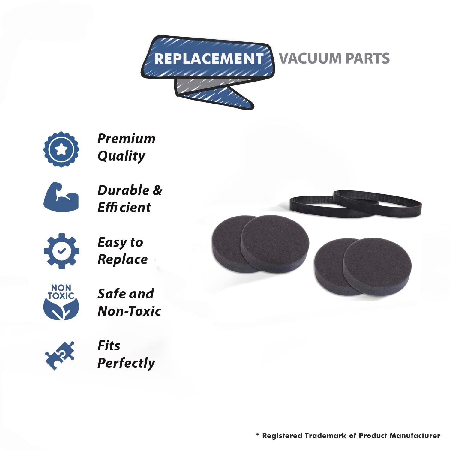 Topvacuumparts Replacement For Bissell 4 Pre Motor Filters, 2 Generic Belts Models 2258, 2492, 2252, 2254  Vacuum Cleaner Parts ECC-8225, 17364