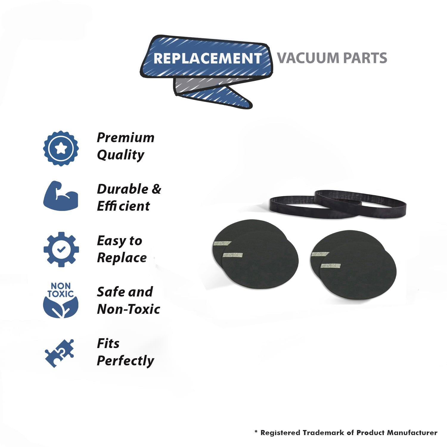 Topvacuumparts Replacement For Bissell 4 Pre Motor Filters with 2 Generic Belts Swivel Pet 2258, 2491, Compare to Part 1601972, 17364