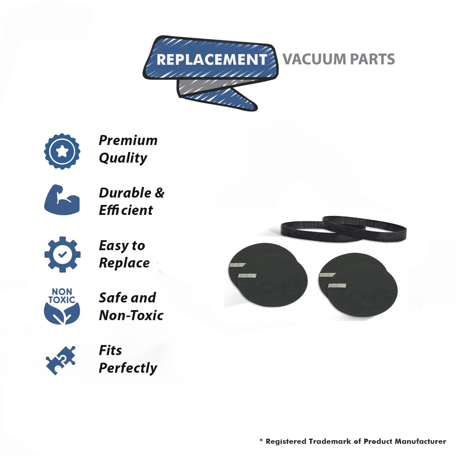 Topvacuumparts Replacement For Bissell 4 Pre Motor Filters with 2 Generic Belts Swivel Pet 2258, 2491, 2252, 2254, Compare to Part 1601972, 17364