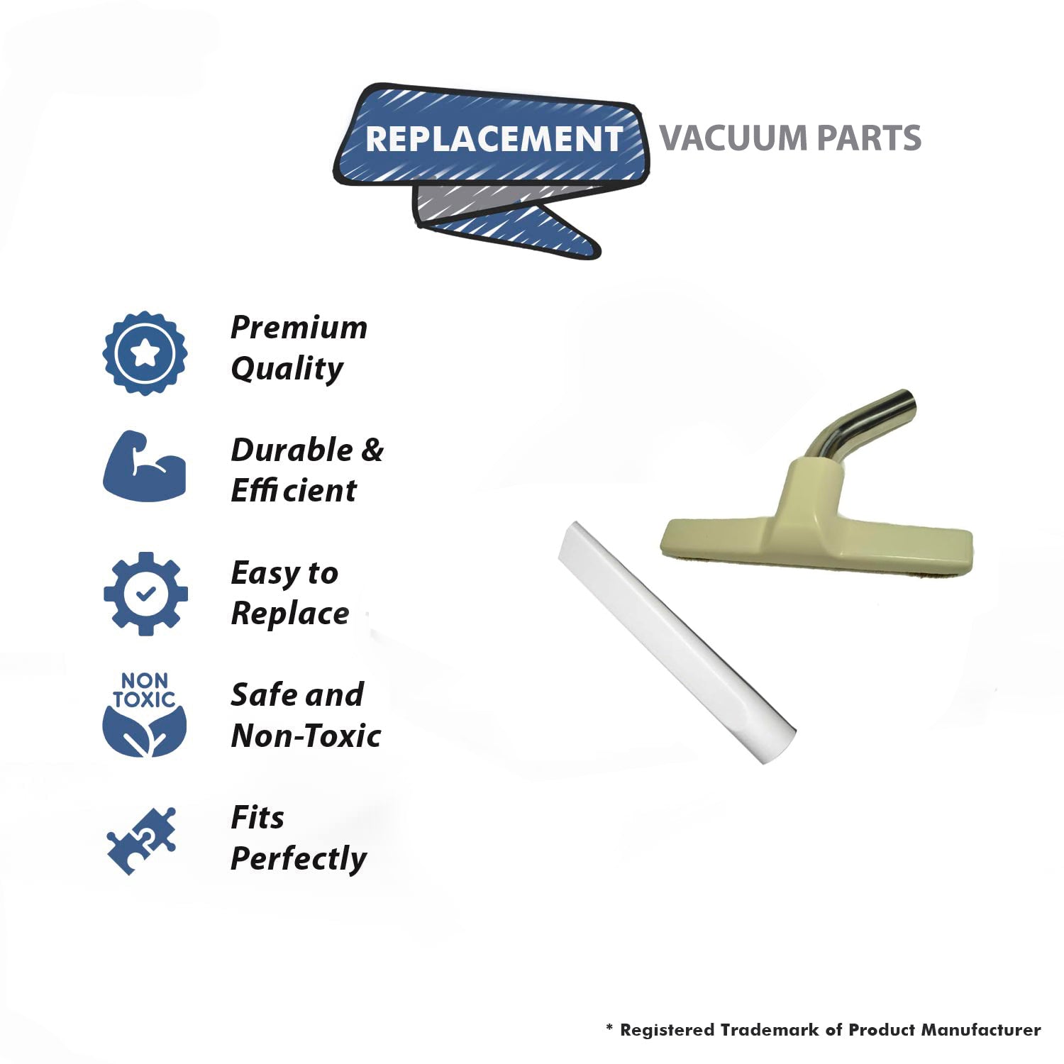Topvacuumparts Replacement For Eureka Floor Brush with Crevice Tool  Metal Curved Swivel Elbow and Horsehair Bristles parts 32-1500-91, 32-1821-07