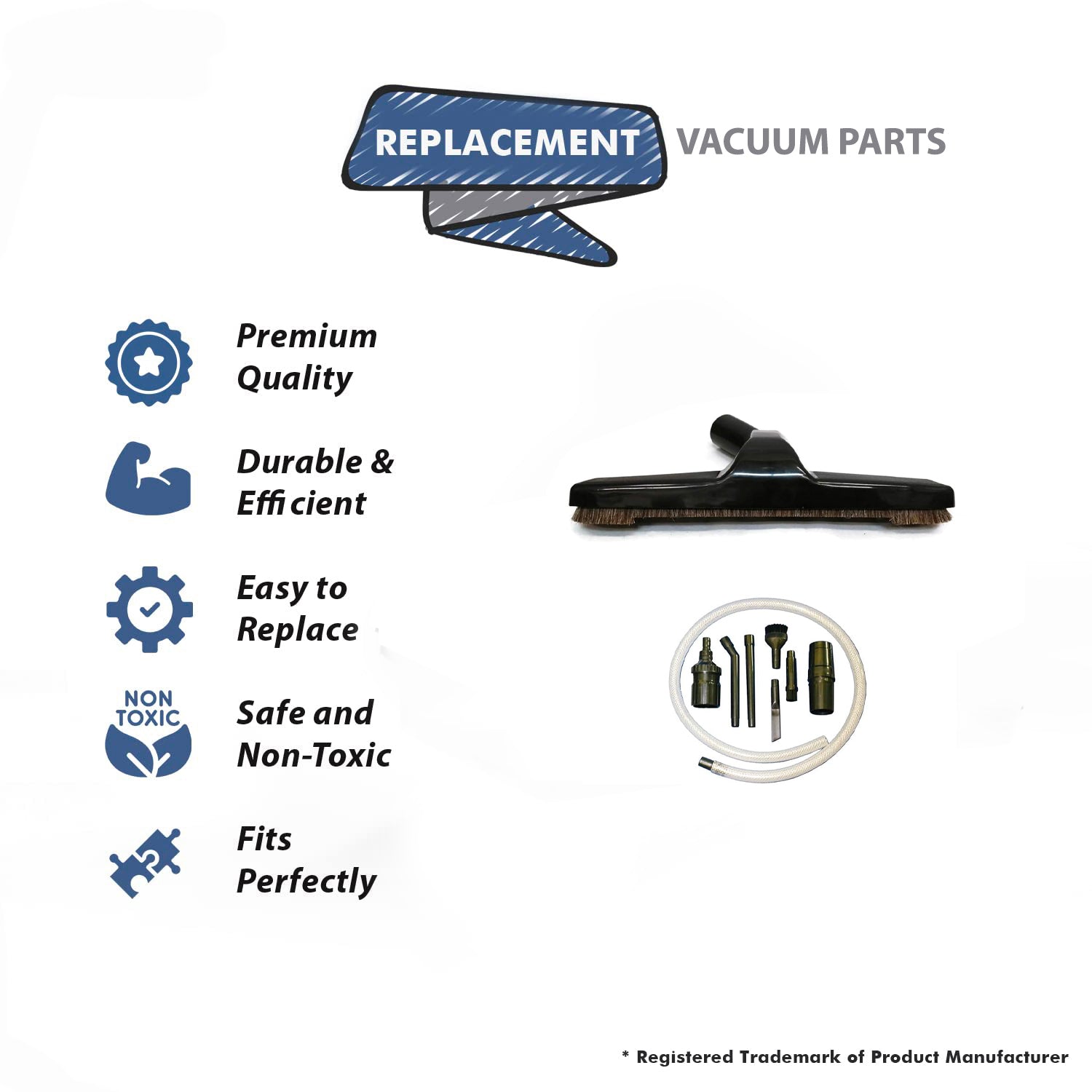 Topvacuumparts For Hardwood Universal Vacuum Cleaner Floor Brush Horse Hair Soft Bristles with Micro Attachment Tool parts 32-4901-04, 32-1517-64