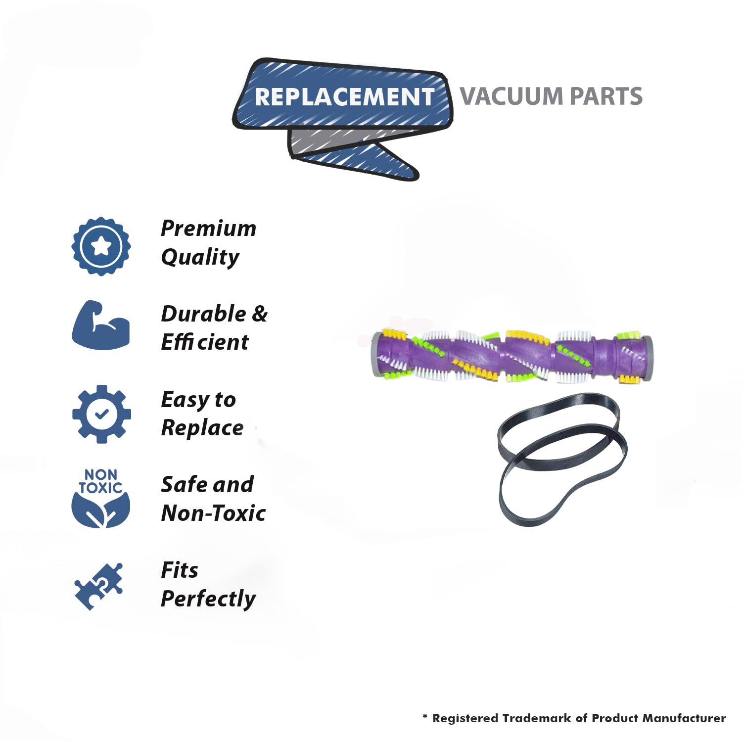 Topvacuumparts Replacement For  Bissell 1 Brushroll with 2 Belts 2252, 2253, 2254, 2255, Powerlifter and CleanView compare to parts 1611230, 32074