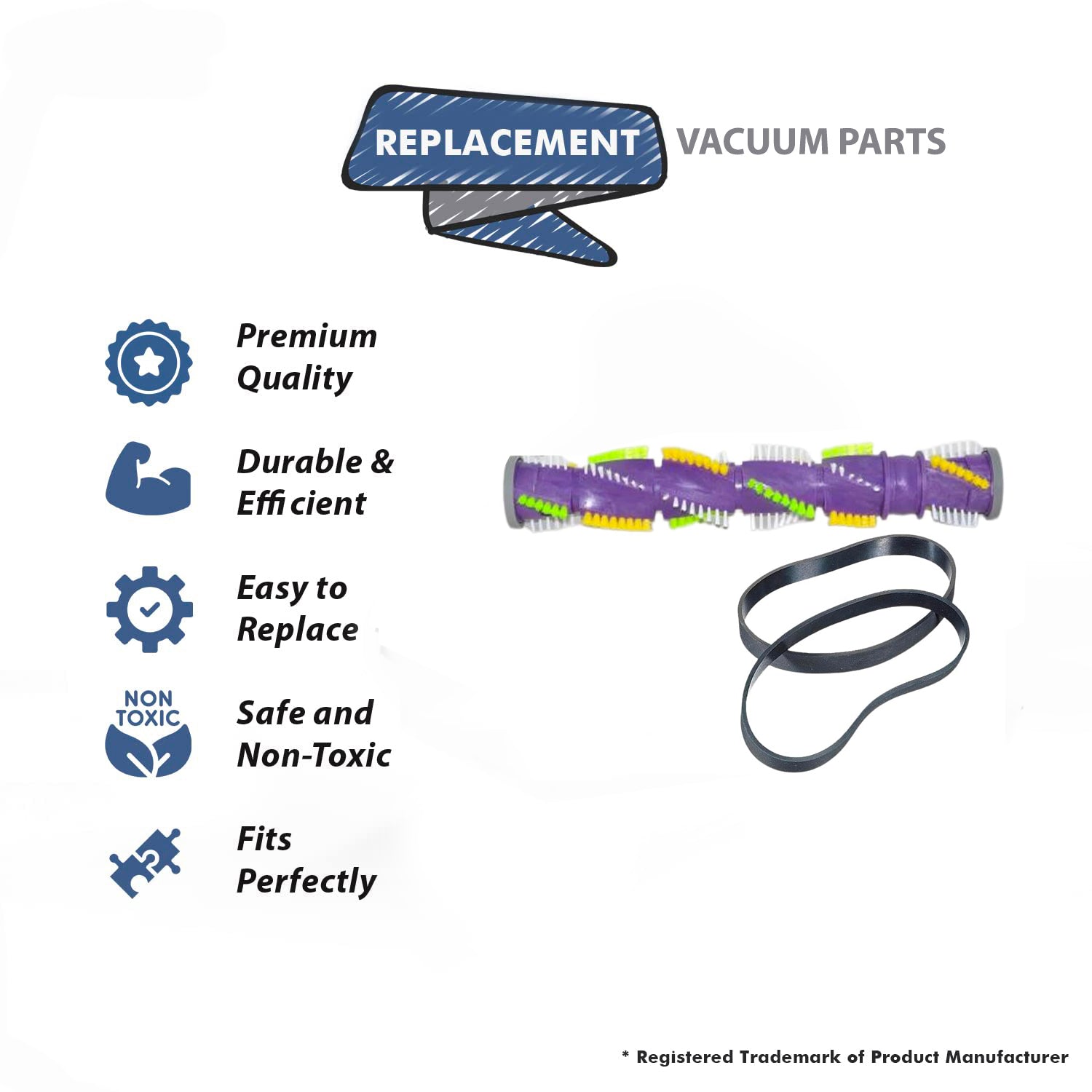 Topvacuumparts Replacement For Bissell Vacuum Brushroll for Fit Model 20191 with 2 belts compare to part 1611905, 32074