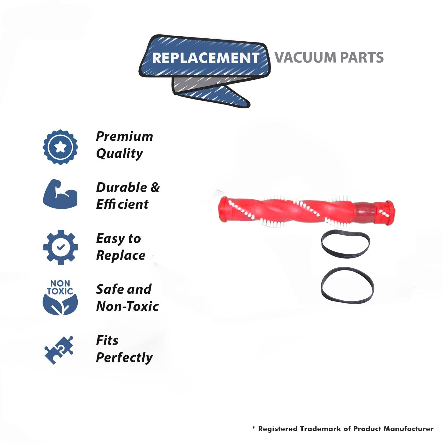 Topvacuumparts Replacement For Hoover High Performance Swivel Upright UH75100, UH75200 Brushroll With 2 Belts Compare to Part 440014833, 440013576