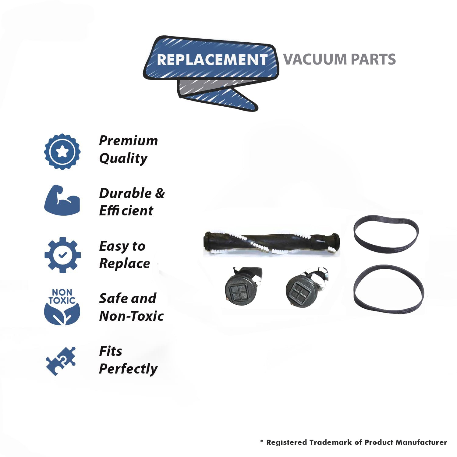Topvacuumparts Replacement For Hoover CH53010 roller brush With 2 Belts For UH70100, UH70105, UH70106, UH70107 # 440013607, 440013576