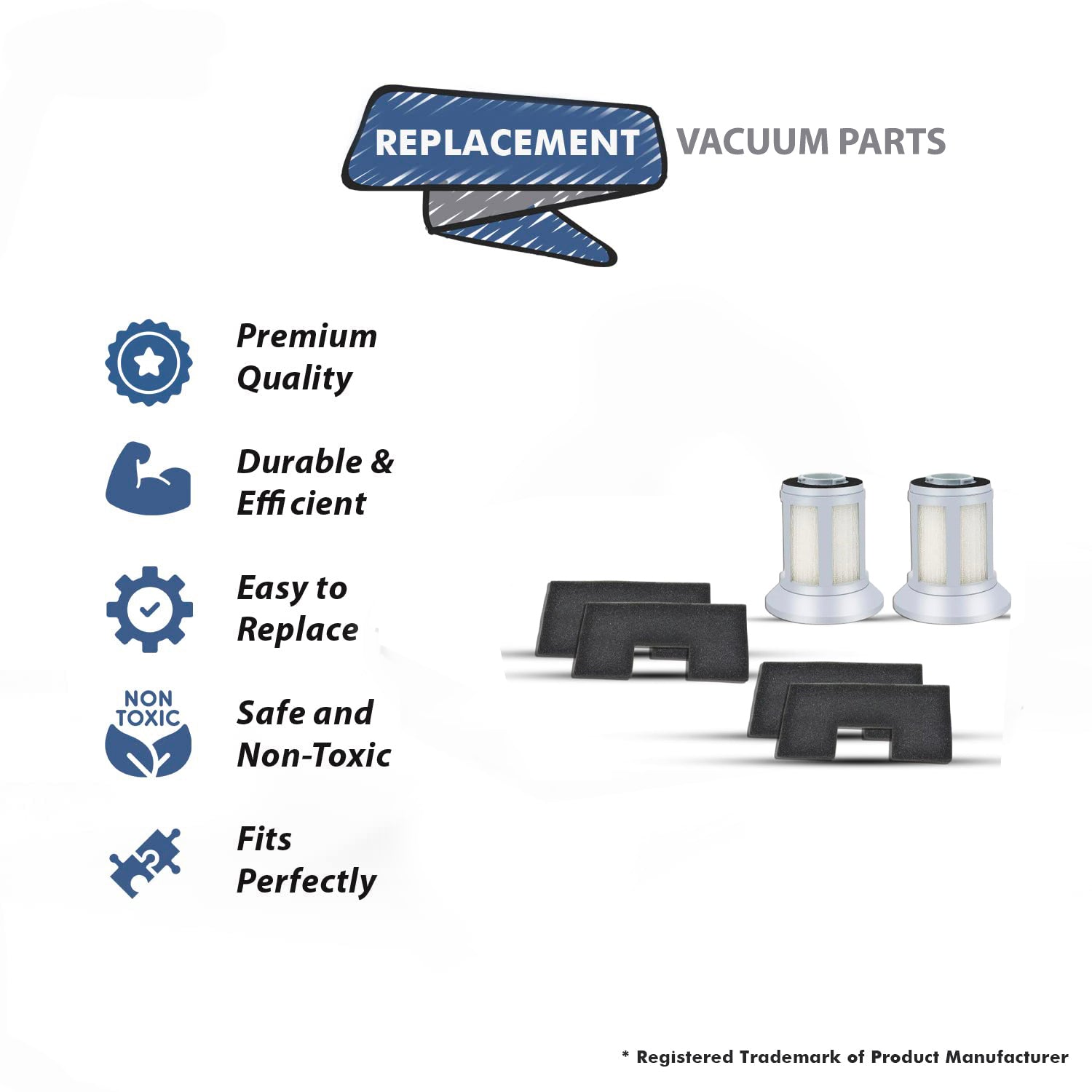 Topvacuumparts Replacement For Bissell 2 Main Hepa Filter, 4 Post Motor Filter Compatible 2156, 2156A, 1665, 16652, 1665W # 1613056, 1613055