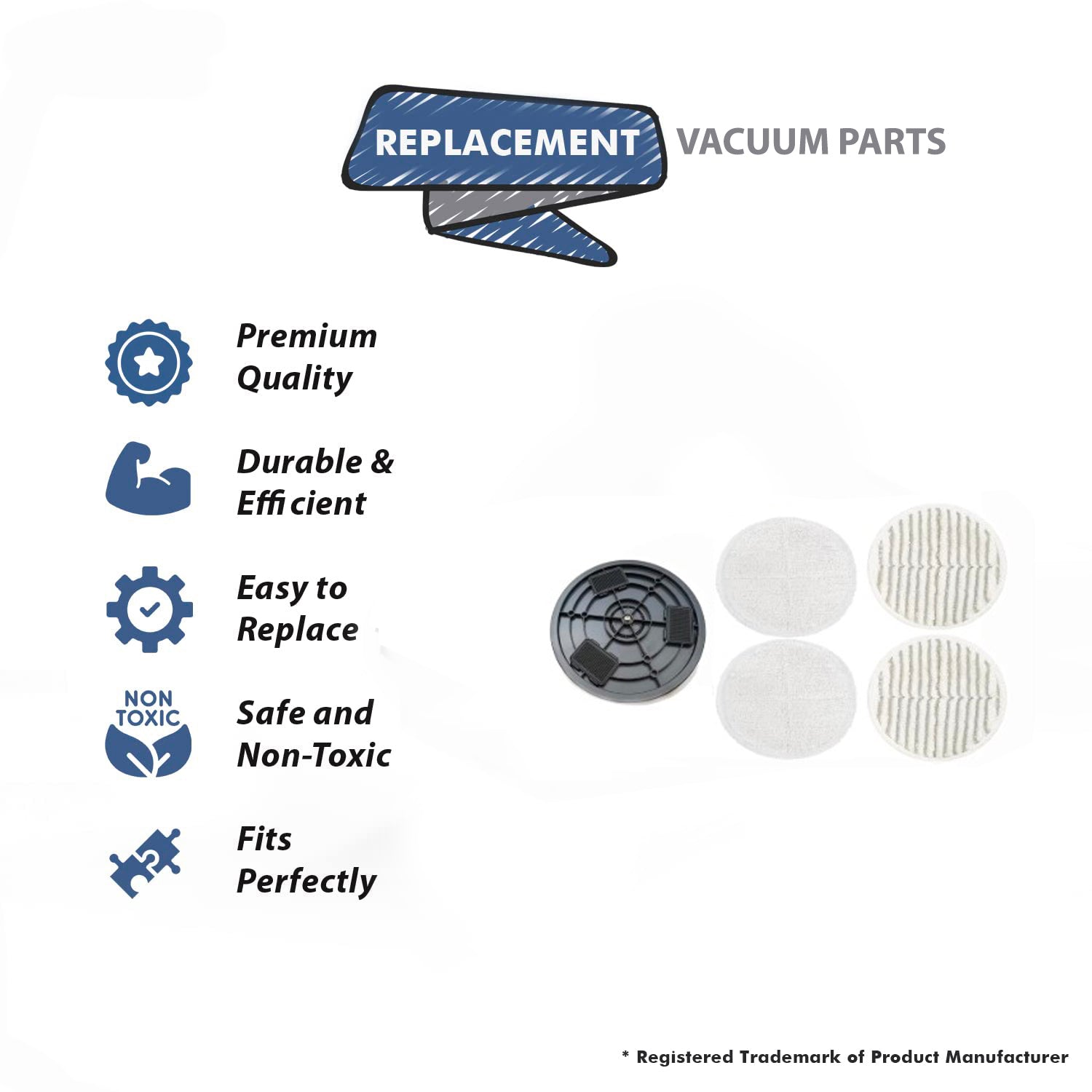 Topvacuumparts For Bissell 1 Left Rotating Disc with Spinwave Hard Floor Spin Mop with 2 Soft, 2 Scrubby Pads # Parts 1611579, 1611297, 1611298