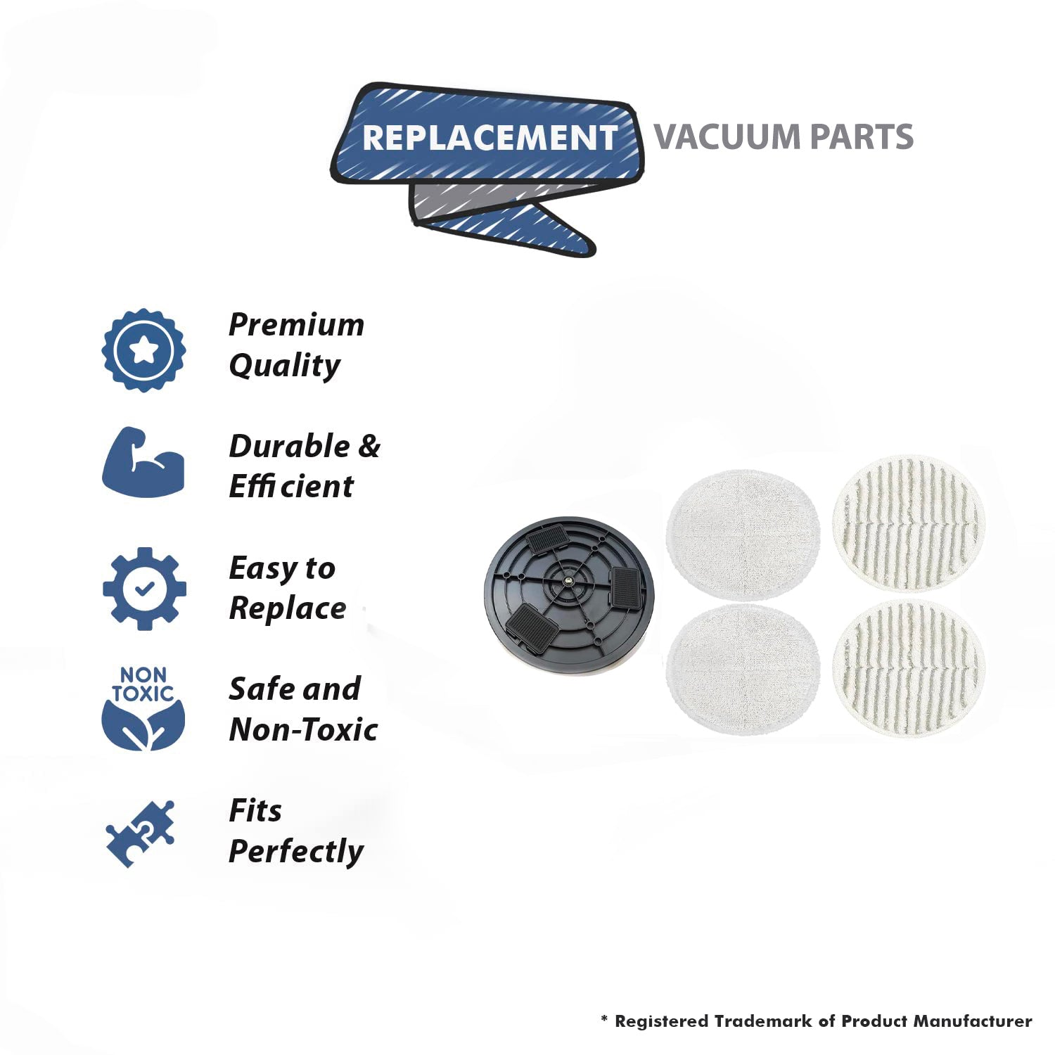 Topvacuumparts Replacement For Bissell Right Rotating Disc fits for Spinwave Hard Floor Spin Mop with 2 Soft, 2 Scrubby Pads 1611710, 1611297, 1611298