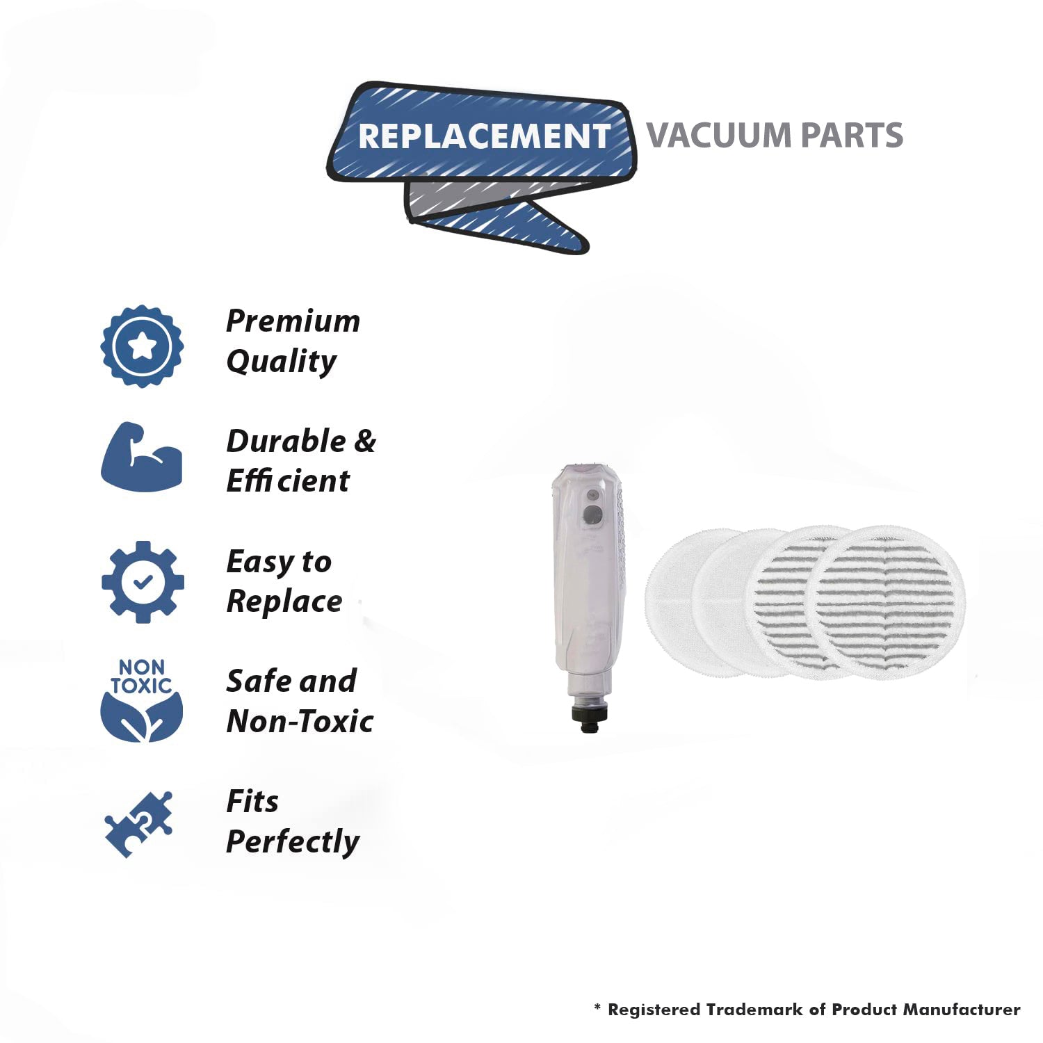 Topvacuumparts Replacement For Bissell 1 Water Tank 2 SpinWave Hard Floor Spin Mop, 2 Scrubby Pads # 1611570, 1611297, 1611298