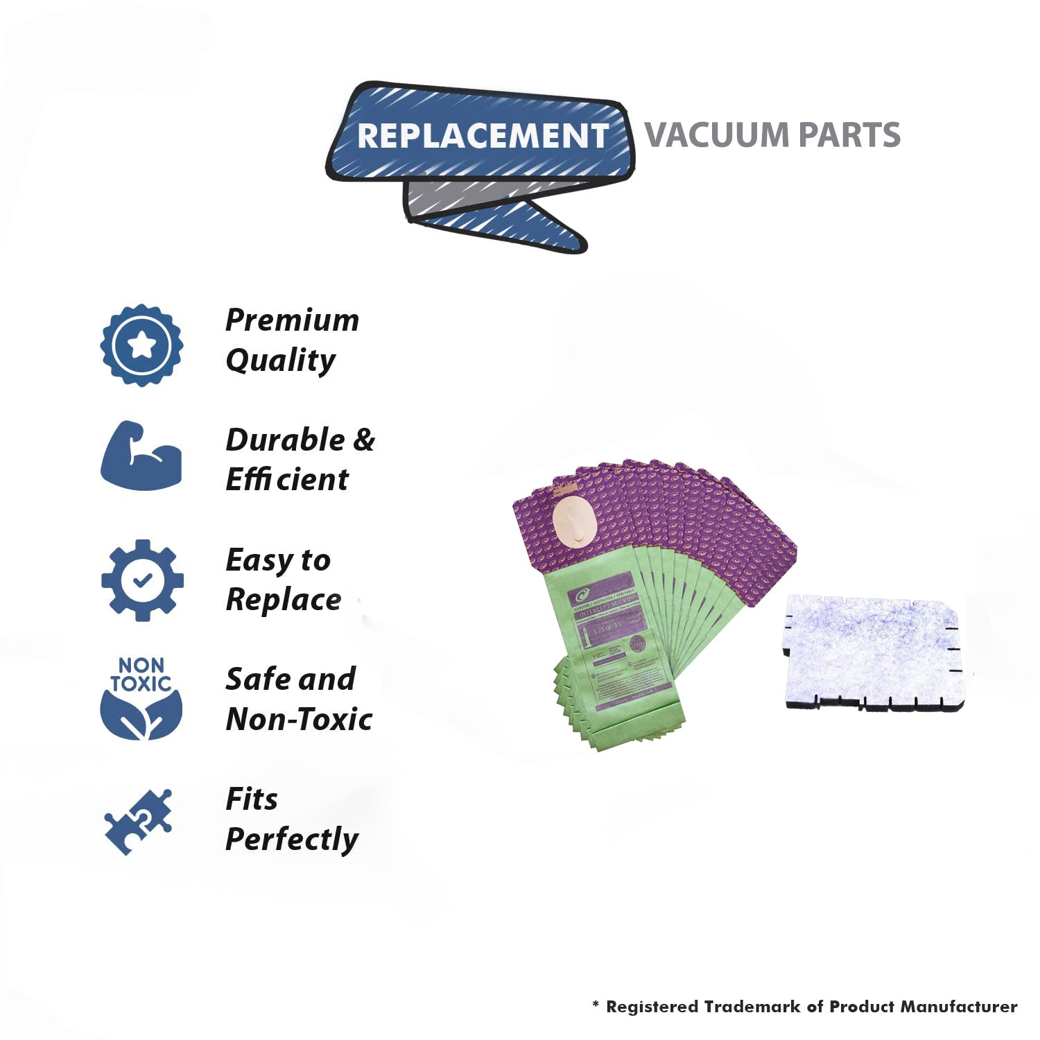 Topvacuumparts Replacement For ProTeam Intercept Micro Filter Bags with 3.25 Quart Capacity 10 Bags With 1 Vacuum Filters # 103483, 104281