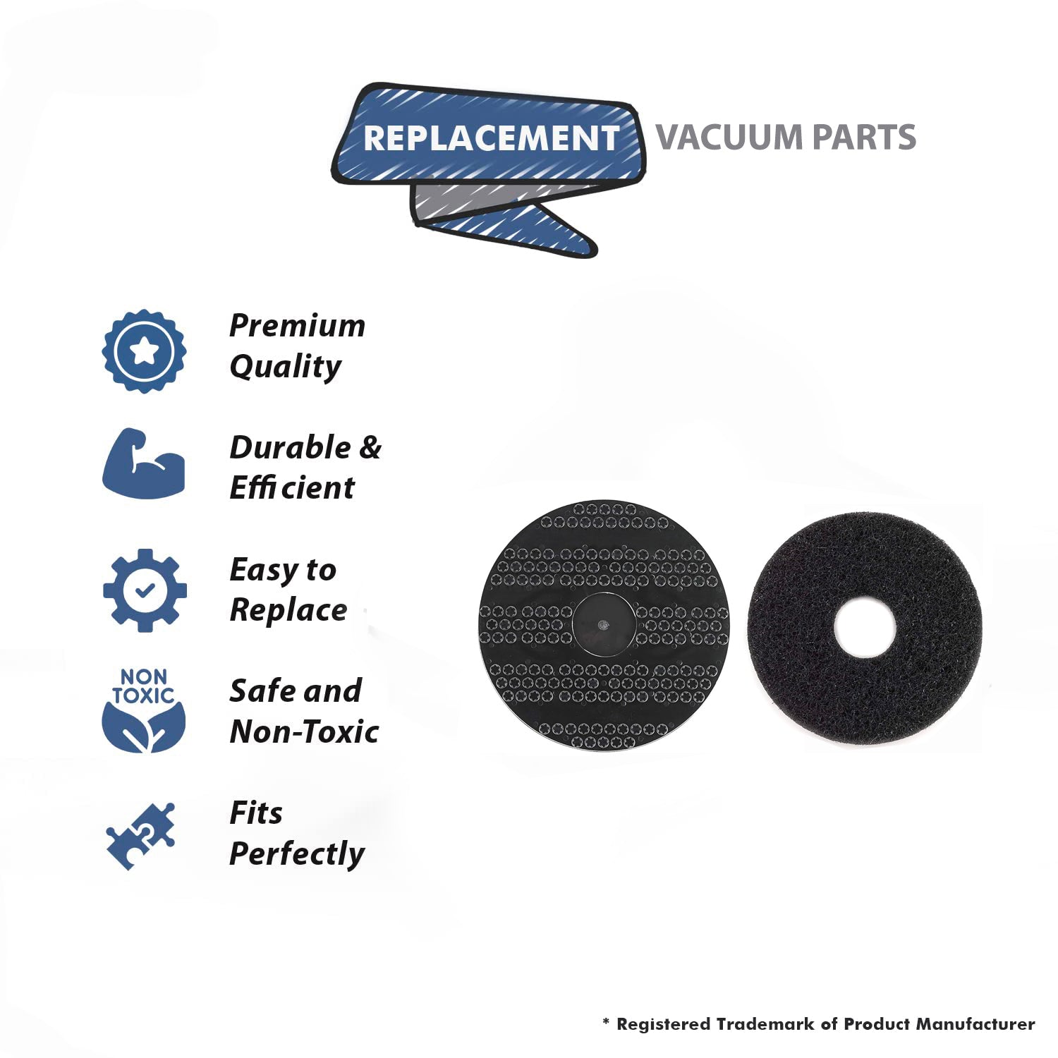 Topvacuumparts Replacement For Oreck Commercial 1 Orbiter Black Strip Pad with 1 Drive Pad Holder # compare to parts 53178, 510327, 437071