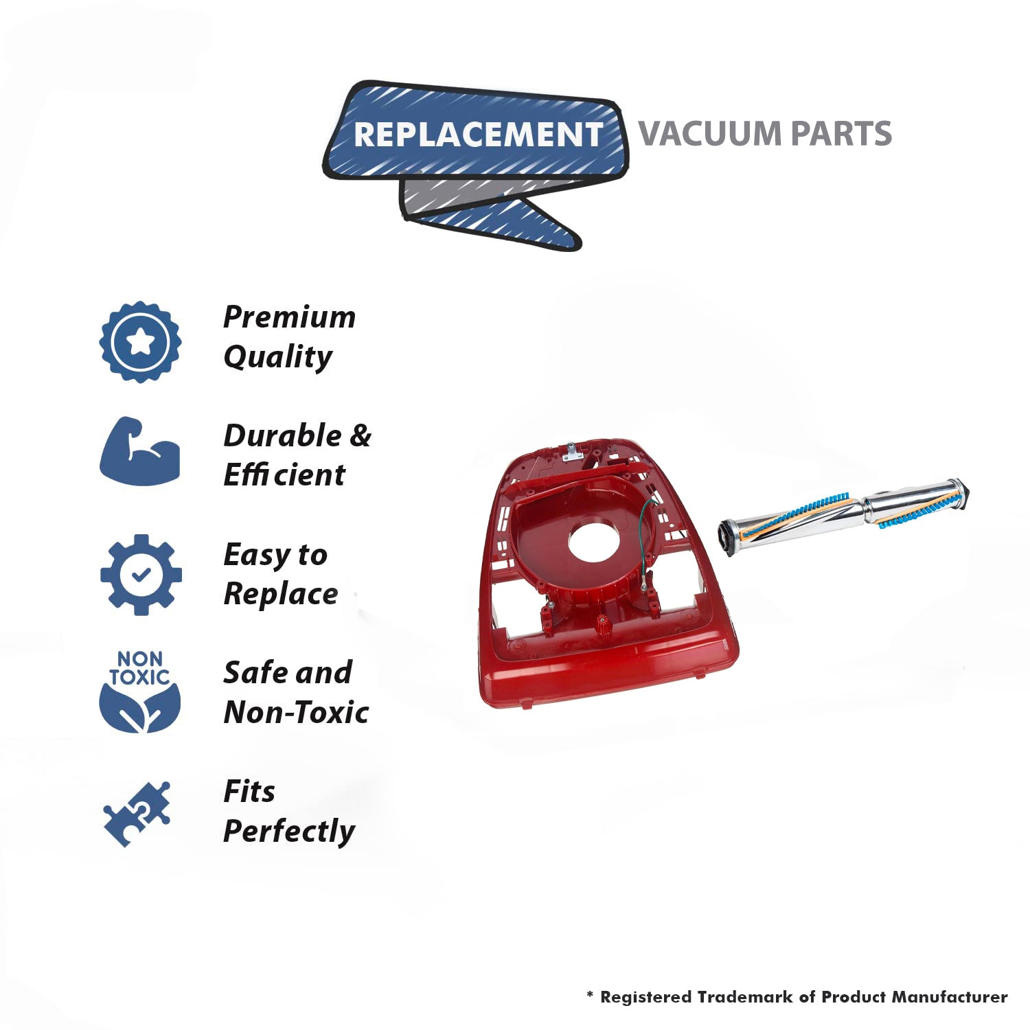 Topvacuumparts Replacement For Eureka Sanitaire 1 Brushroll and 1 Brushroll Base Assembly Metal Brush Roller SC679K, SC679J # 4948416, 20-3445-03