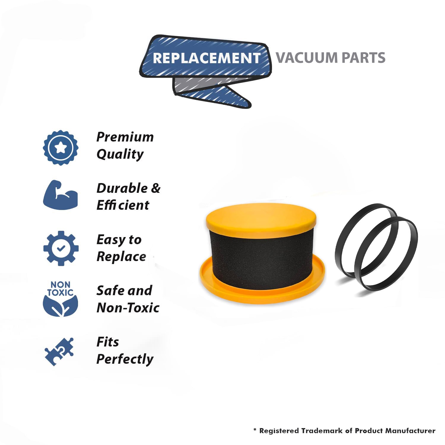 Topvacuumparts Replacement For Hoover 1 Pre-Motor Filter with T Strech Belt 1 Fits UH75110V, UH75120 # 440013576, AH44200