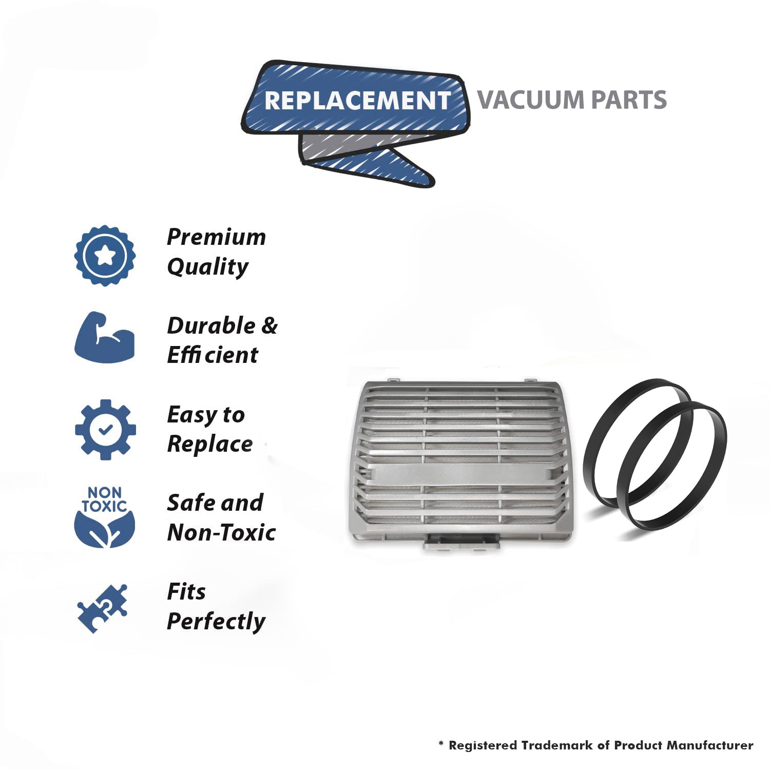 Topvacuumparts Replacement For Hoover MAX Life Elite Swivel UH75100 Bagless Upright Vacuum 1 EXHAUST Filter and 2 Belts Kit Part 440014853, 440013576