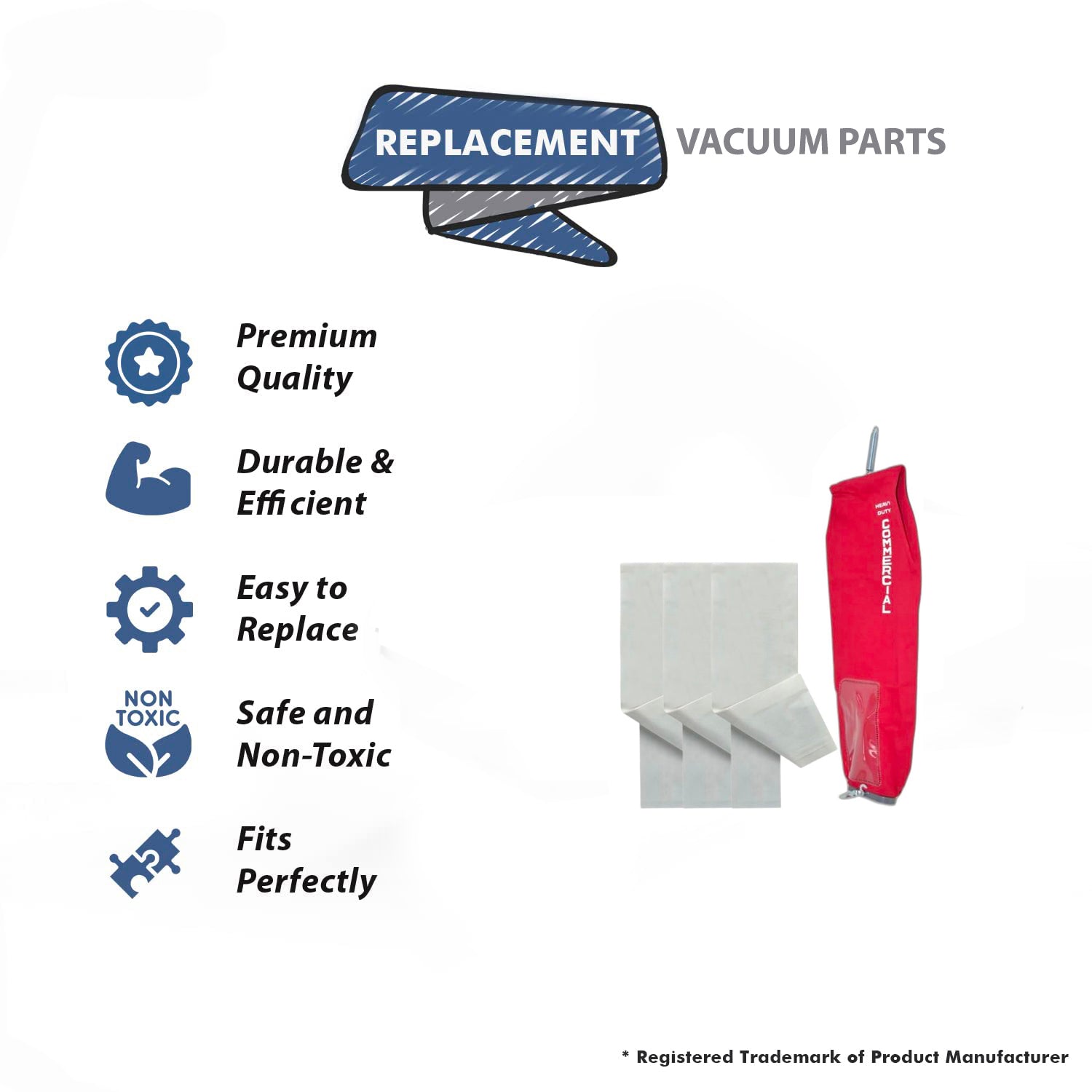 Topvacuumparts Replacement For Sanitaire Cloth Outer Bag1 Zipper Bags with 3 Paper Bags Fits For C2094F, C2094G, C2094G1, C2094G2 # 460, 216