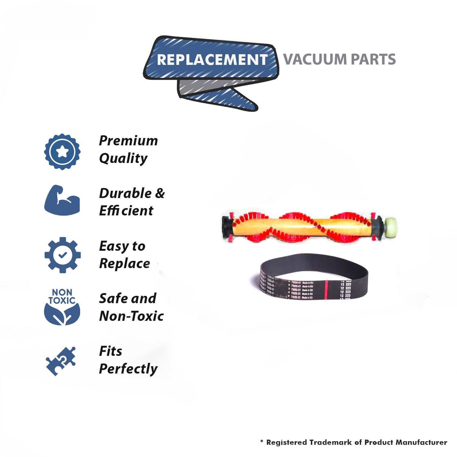 Topvacuumparts Replacement For Oreck Elevate Vacuum UK30200, UK30200PC, UK30300 1 Brushroll and 1 Belt # 430001300, 430000924