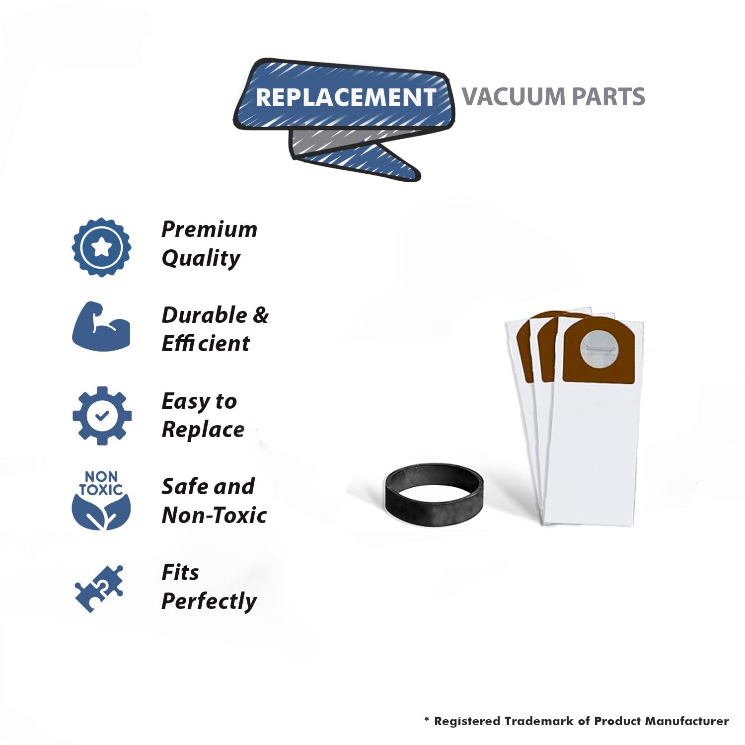 Topvacuumparts Replacement For Dirt Devil 08230C, 08230T Vacuum Cleaner Type G 3 Bags and Style 1 Flat Belt # 1232240001, 122SW