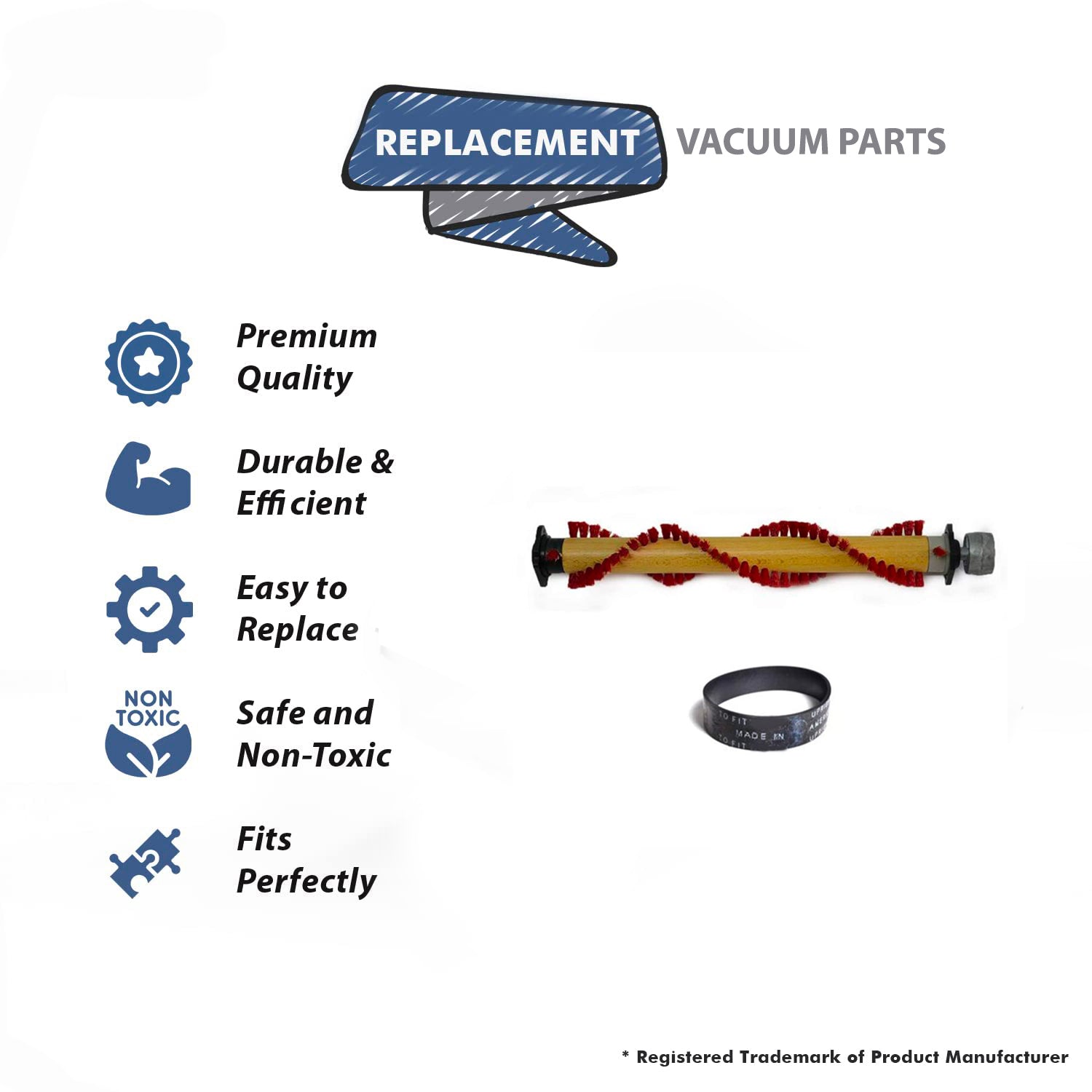 Topvacuumparts Replacement For Oreck XL21, XL21 600 Vac 12 1/4 Inch Red Bristle Brushroll With 6 Flat Belts # OR202, 17390