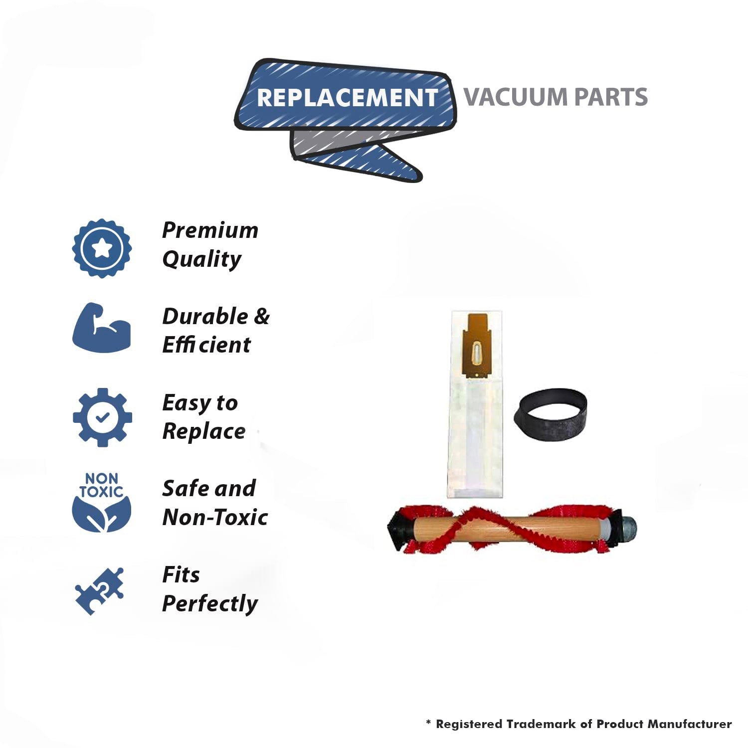 Topvacuumparts Replacement For Oreck XL21, 100C, 2800 8 Bags, 1 BrushRoll with 3 Flat Belts # 713, OR201, 17390