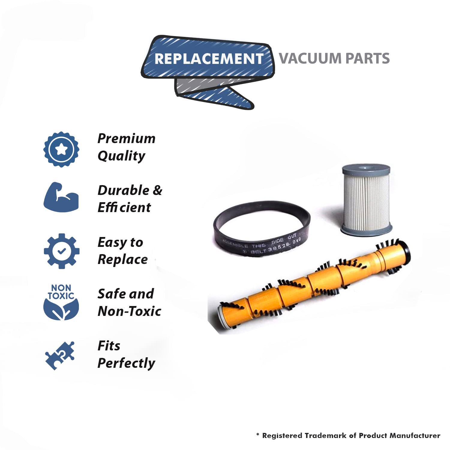 Topvacuumparts For Hoover Elite Rewind Bagless Upright Vacuum Cleaner 1 Brushroll, 1 Belt 1 Hepa Filter Models U5507 900 # 93002124, F973, 17386