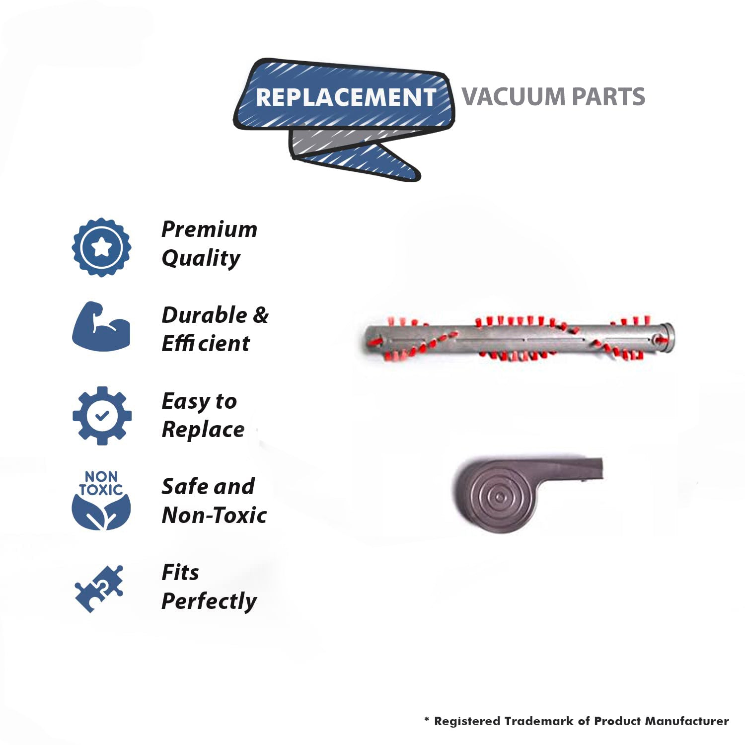 Topvacuumparts Replacement For Dyson Vacuum 10 inch Dowel Brushroll Core & 2 End Caps # part 10-3505-27, 10-3605-06
