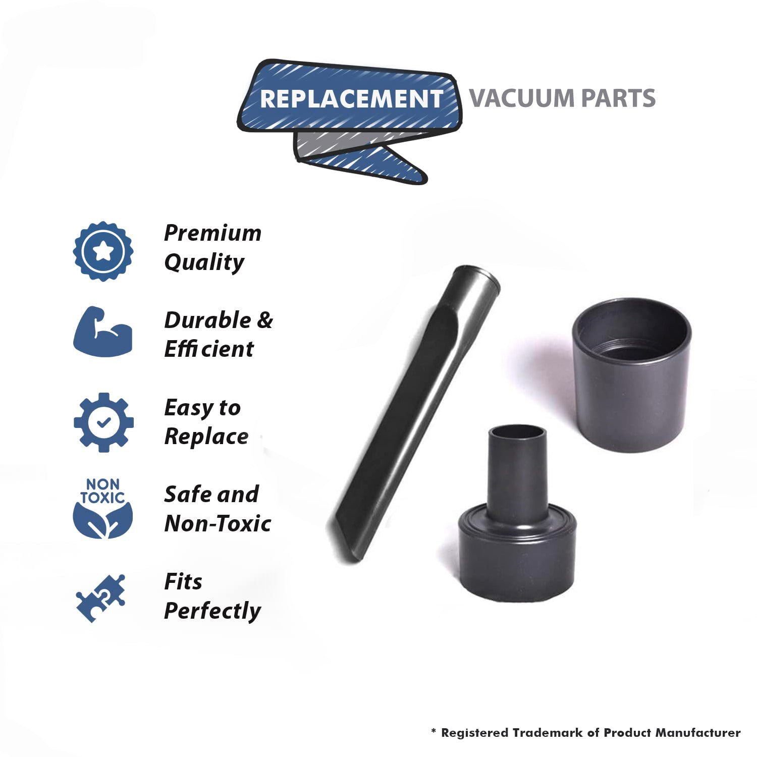 Topvacuumparts For Shop Vac Wet Dry Vacuum Cleaner 1 Crevice Tool, 1 Hose End Adapter 1 Hose End Coupling  # 88-1810-06, 88-1030-05, FHC-201C111