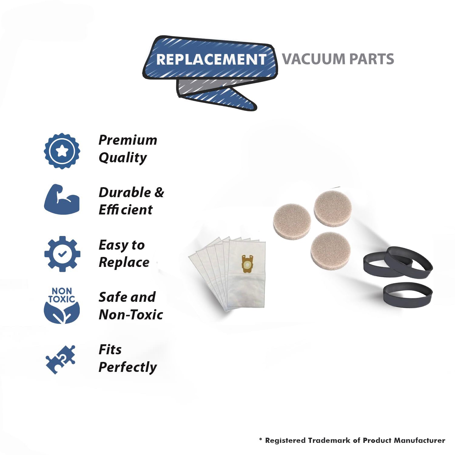 Topvacuumparts Replacement For Kirby Vacuum 4 Sponge Filter 6 Paper Bags & 2 Belts For G3, G4, Ultimate G # 204811G, 307389S, 301291S