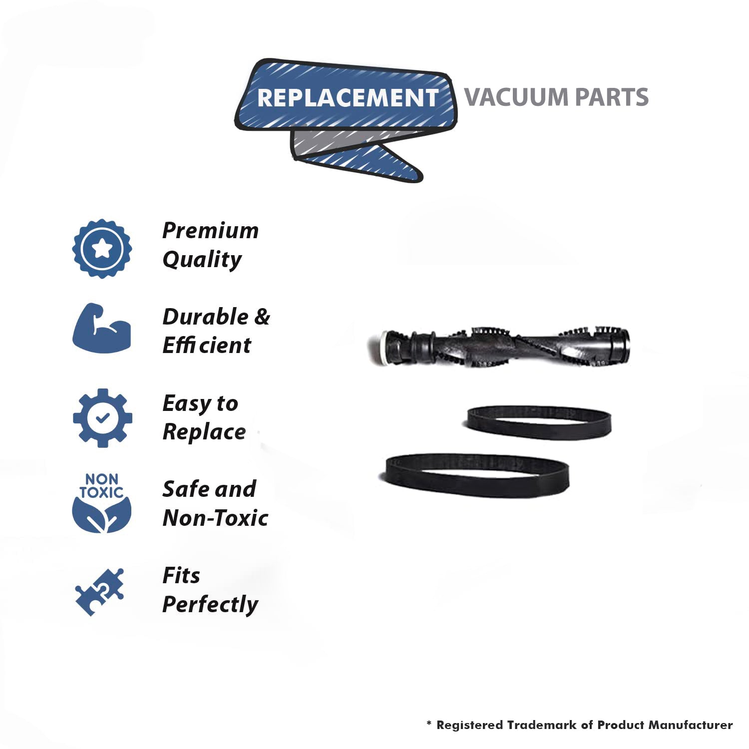 Topvacuumparts Replacement For Bissell 1739, 1739R, 2191, 12B1D Vacuum Cleaner 1 Roller Brush with 2 Belts # 17364, 2031289