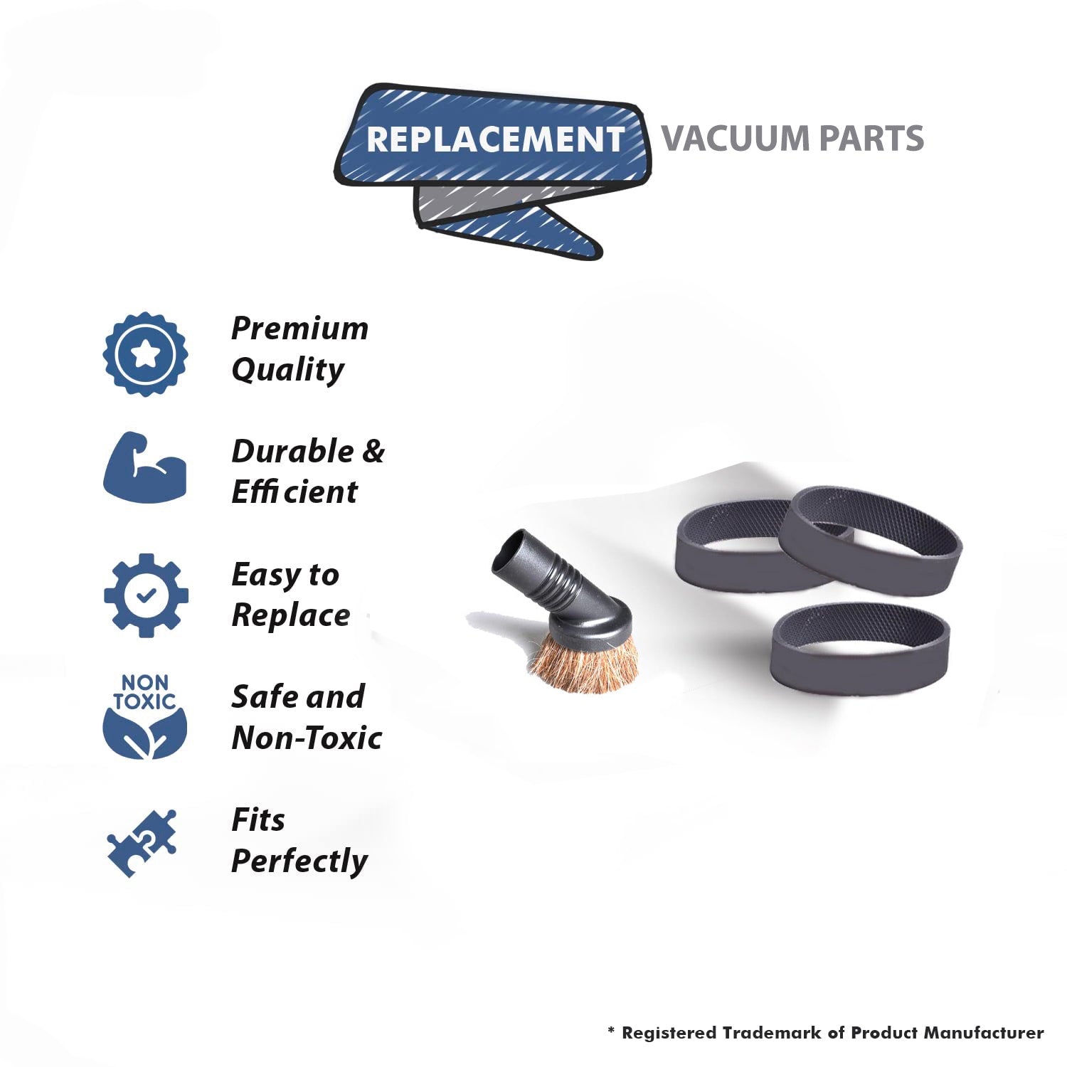 Topvacuumparts Replacement For Kirby Vacuum Cleaner Dusting Brush & 3 Belts for G3, G4, Diamond, Heritage II # 218414S, 301291S