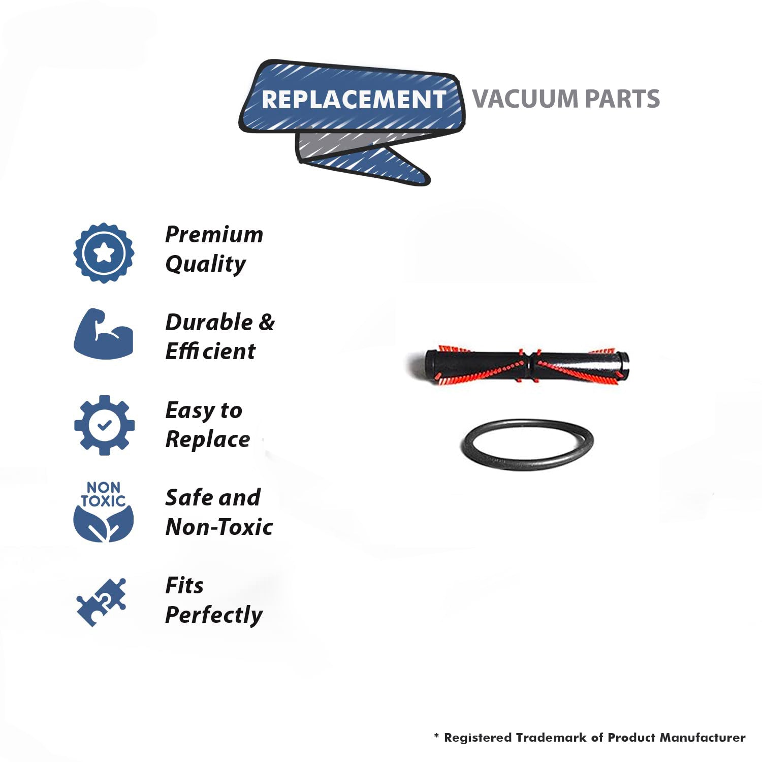Topvacuumparts Replacement For Hoover Vacuum Cleaner 1 Brush roll & 1 Belt Compare to Part H801, 044783AG